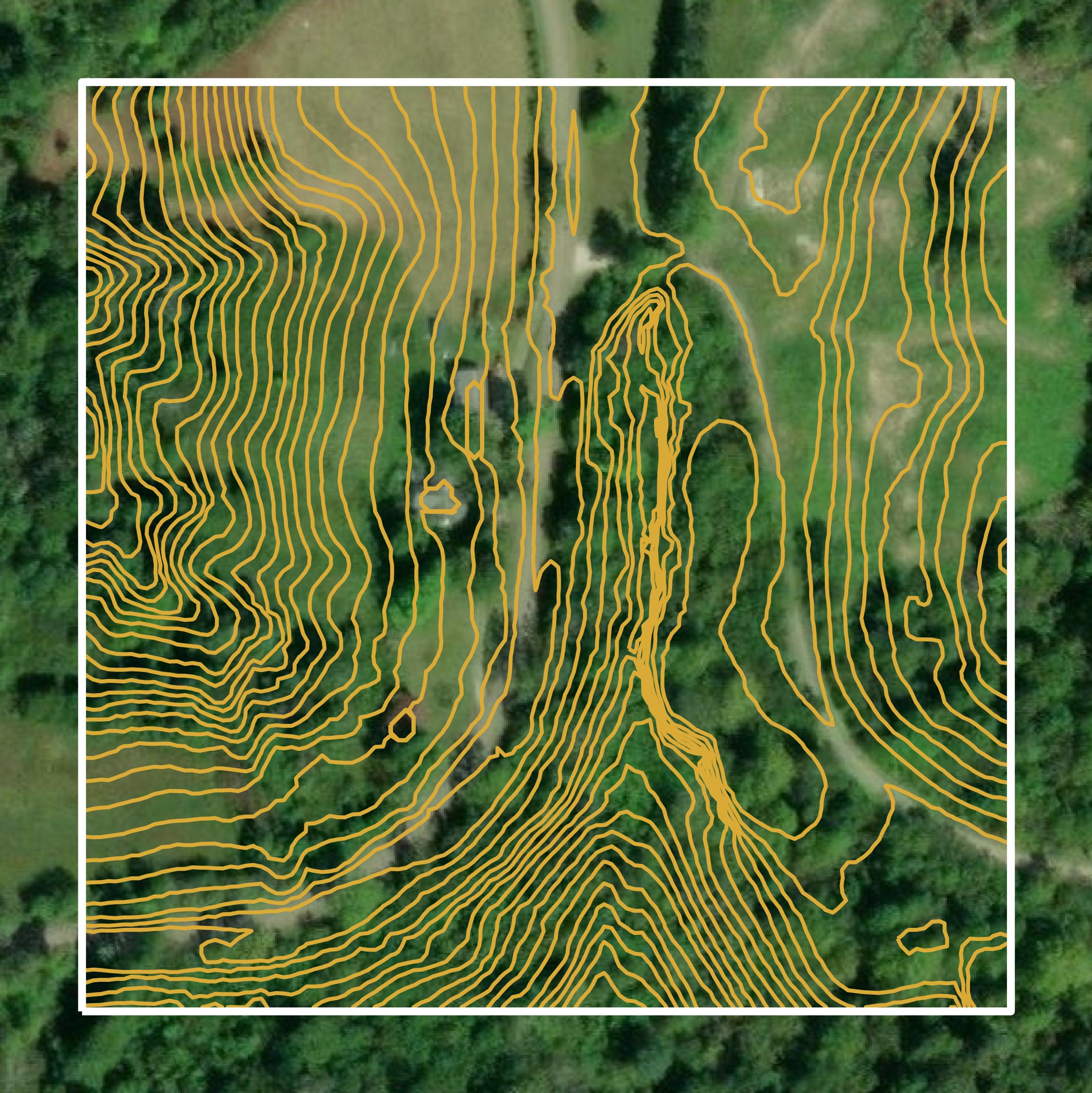 This image shows a contour map in Lawrence County created using GIS data in Equator.