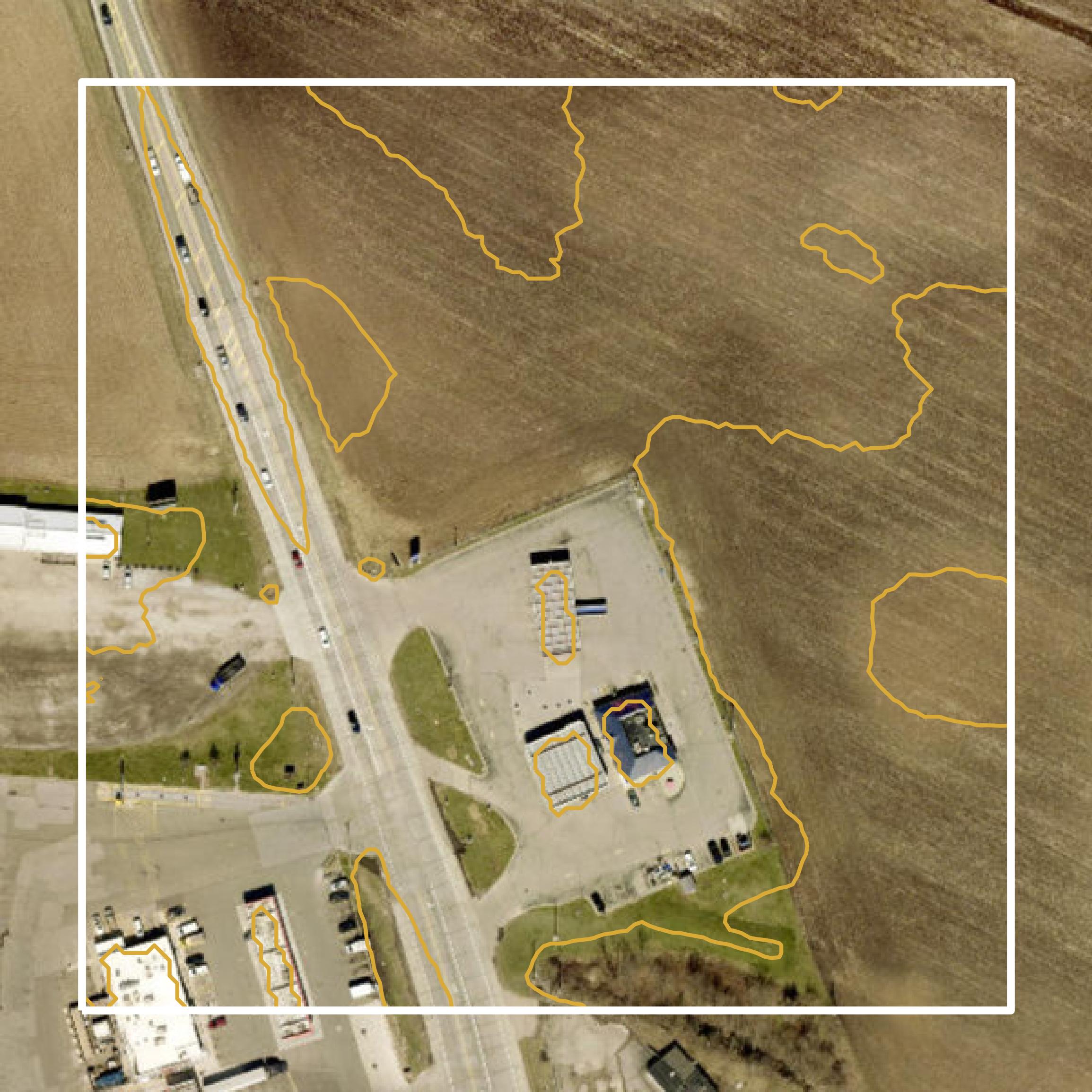 This image shows a contour map in Licking County created using GIS data in Equator.