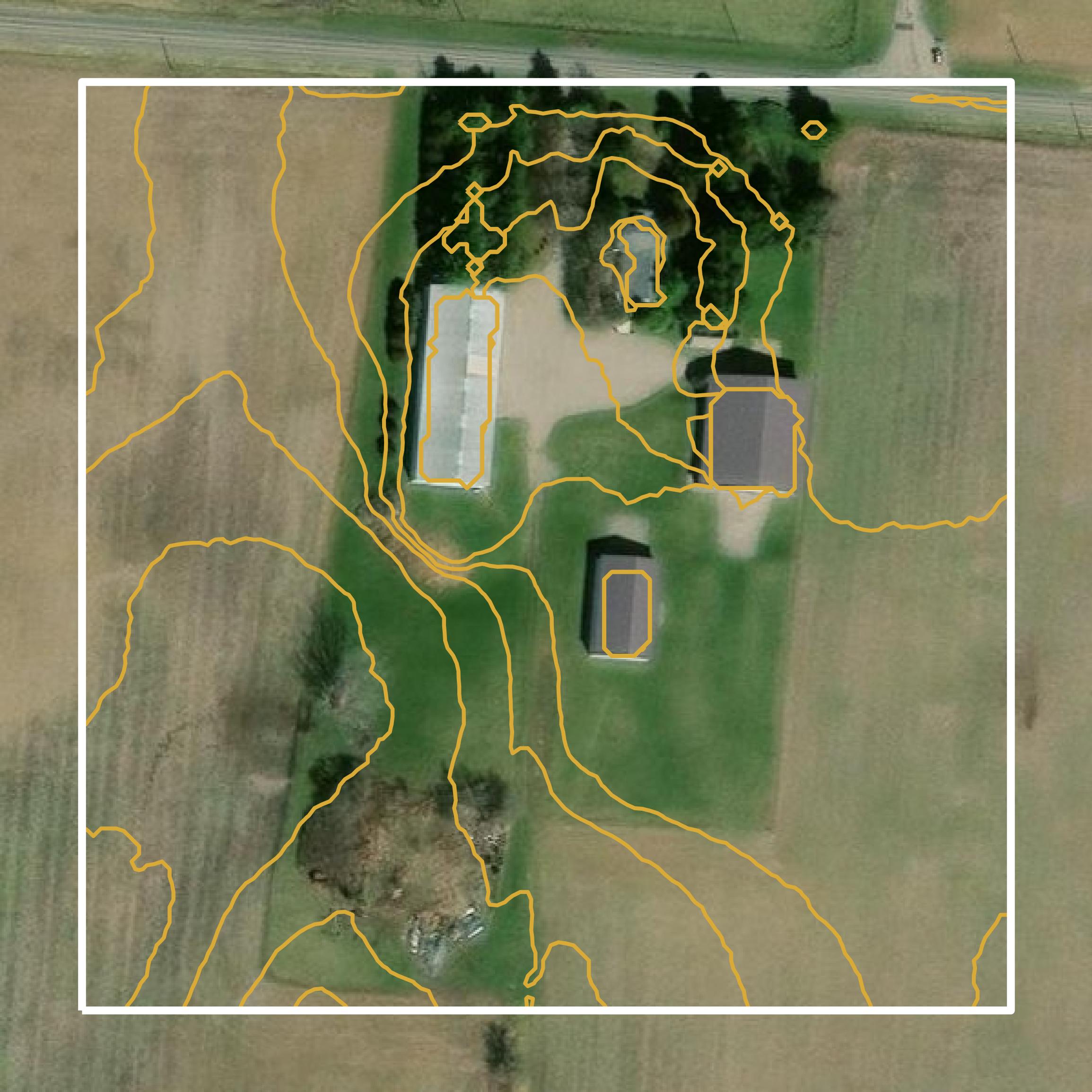 This image shows a contour map in Logan County created using GIS data in Equator.