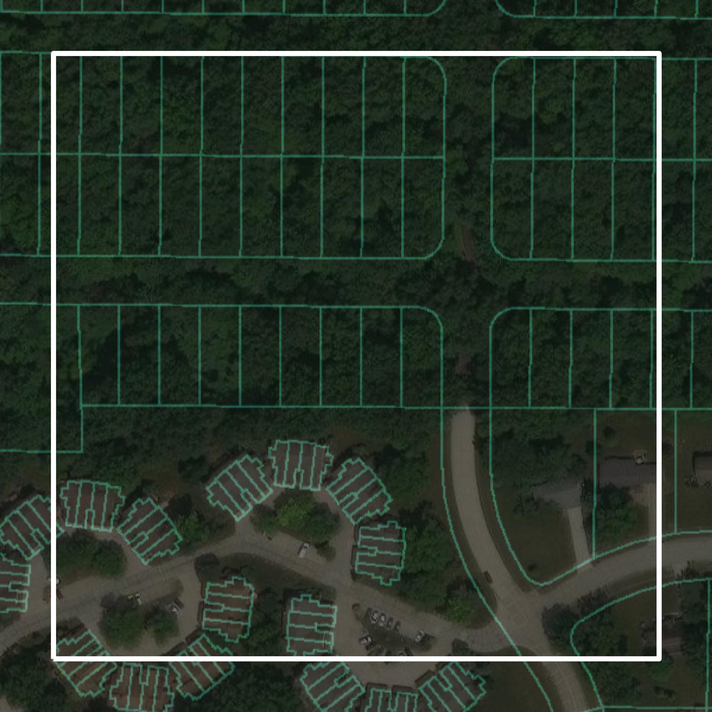 This image shows parcel and building data in Lorain County created using GIS data in Equator.