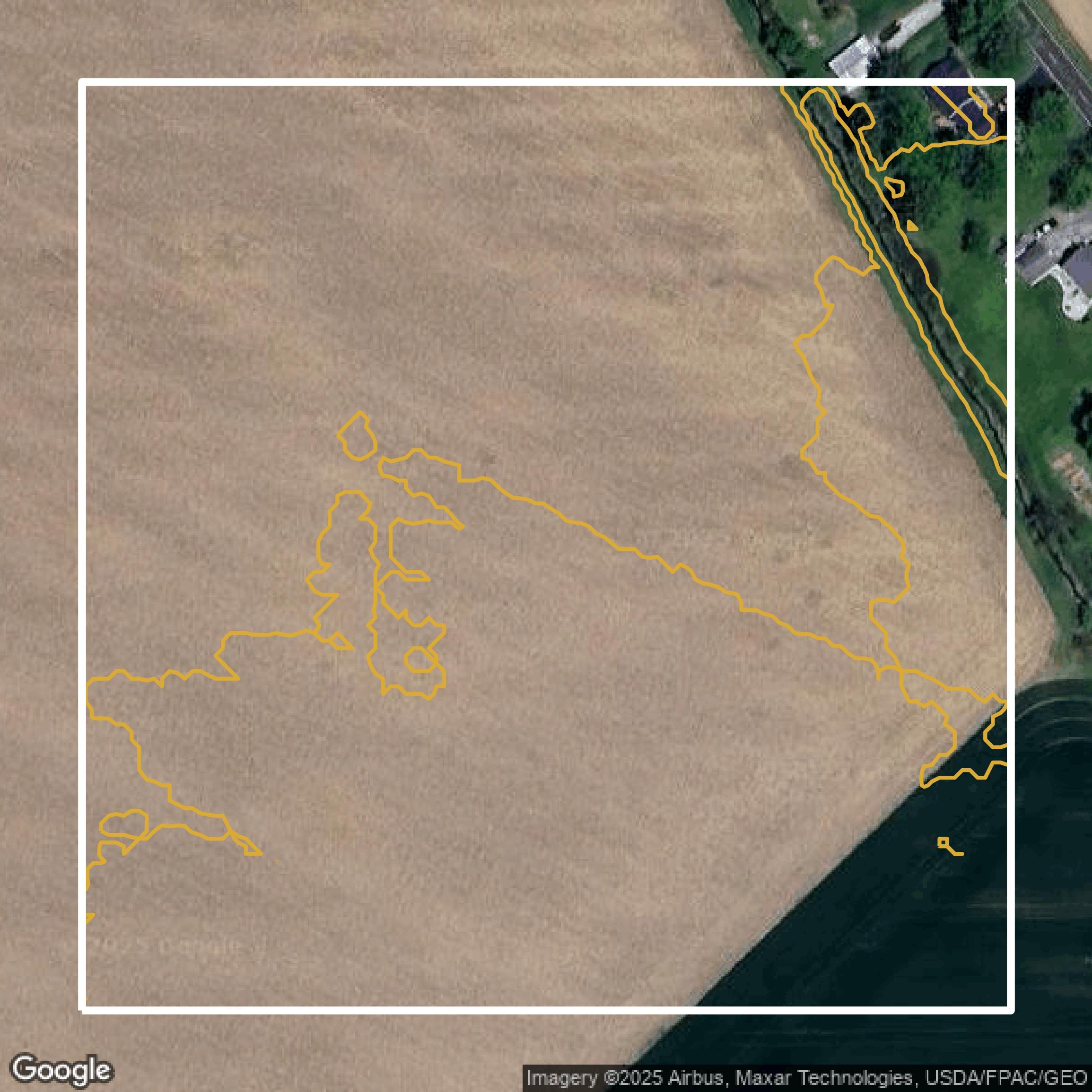 This image shows a contour map in Lucas County created using GIS data in Equator.