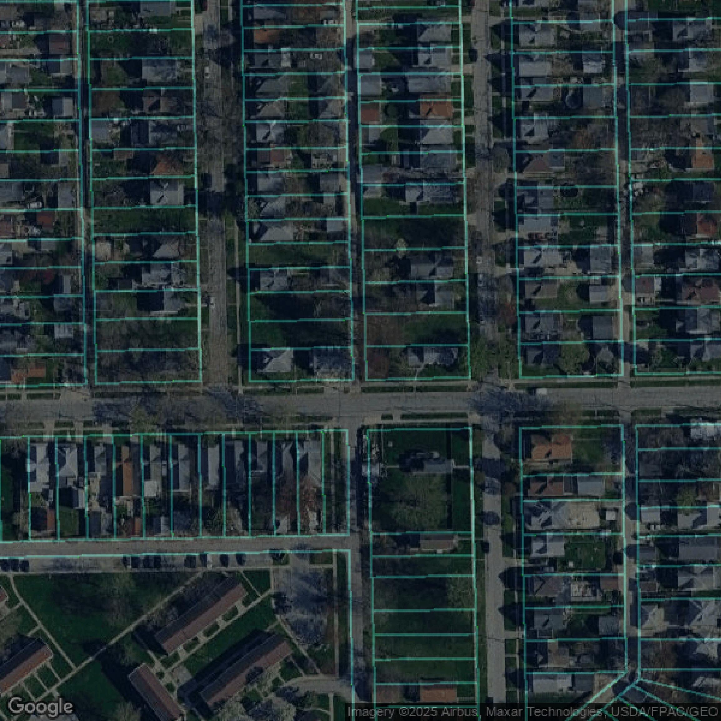 This image shows parcel data in Lucas County created using GIS data in Equator.
