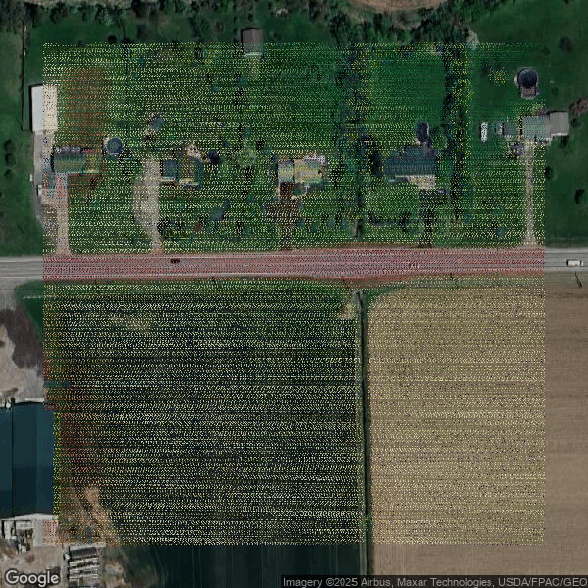 This image shows a LiDAR point cloud in Lucas County created using GIS data in Equator.