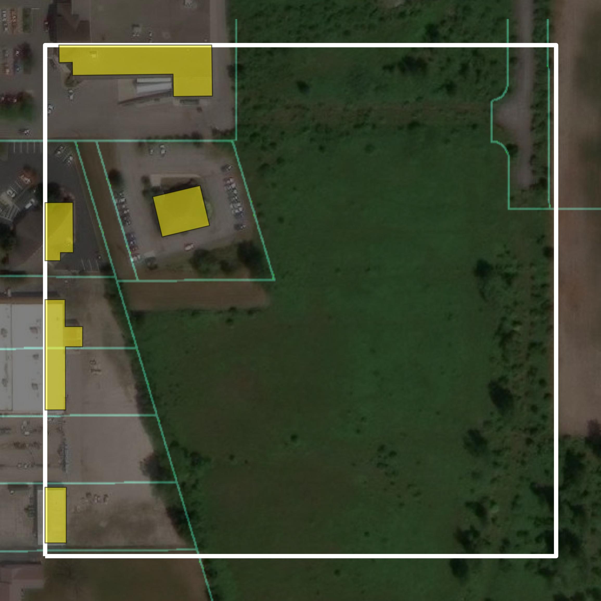 This image shows parcel and building data in Marion County created using GIS data in Equator.