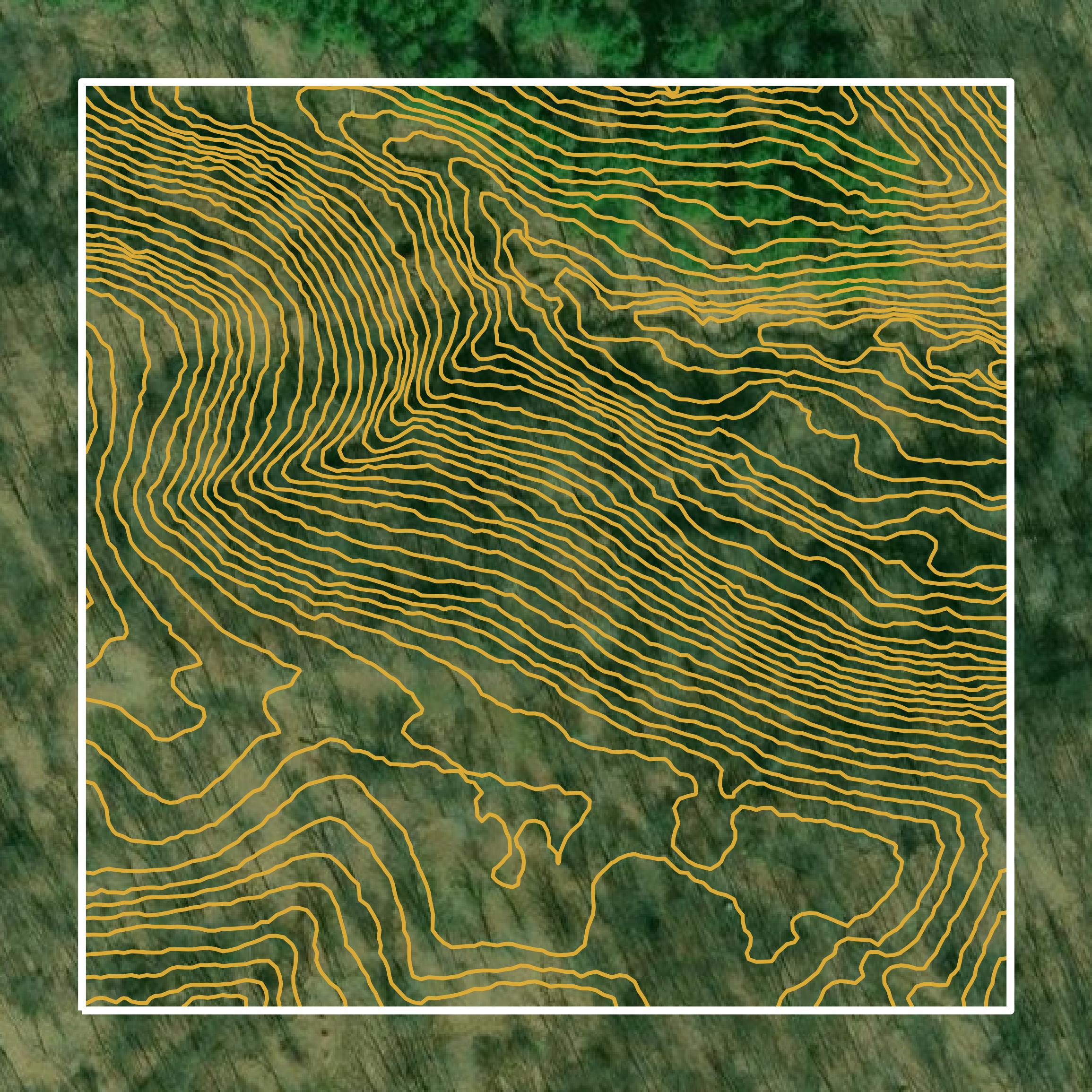 This image shows a contour map in Meigs County created using GIS data in Equator.