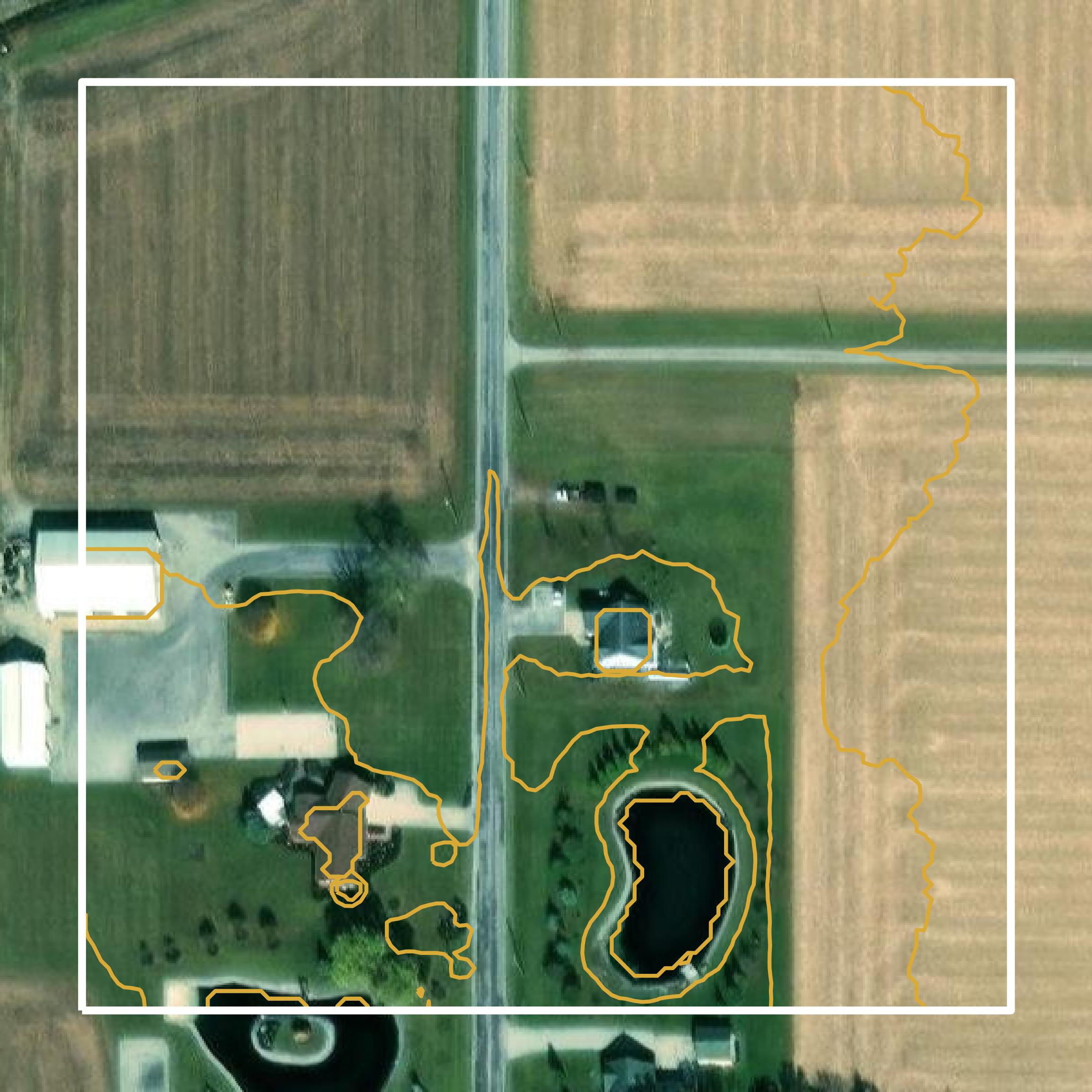This image shows a contour map in Mercer County created using GIS data in Equator.