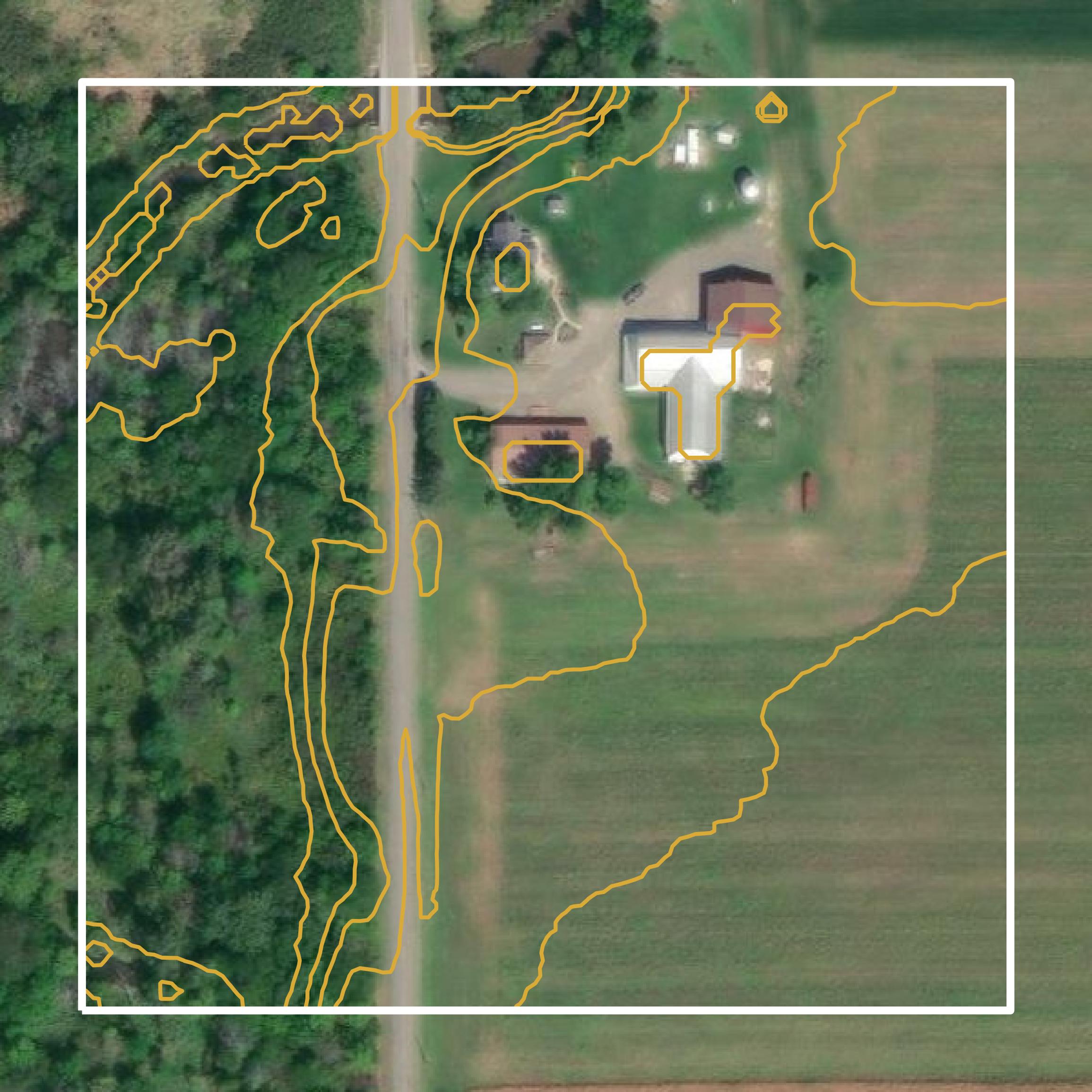 This image shows a contour map in Mercer County created using GIS data in Equator.