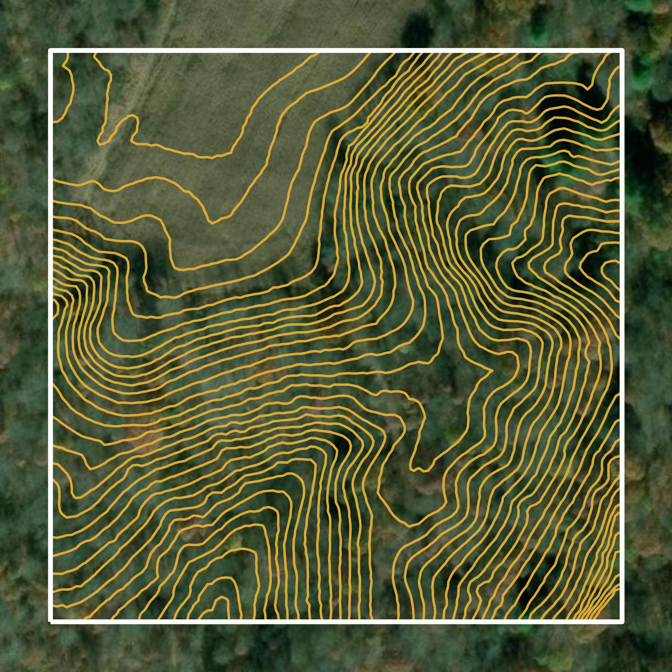 This image shows a contour map in Monroe County created using GIS data in Equator.