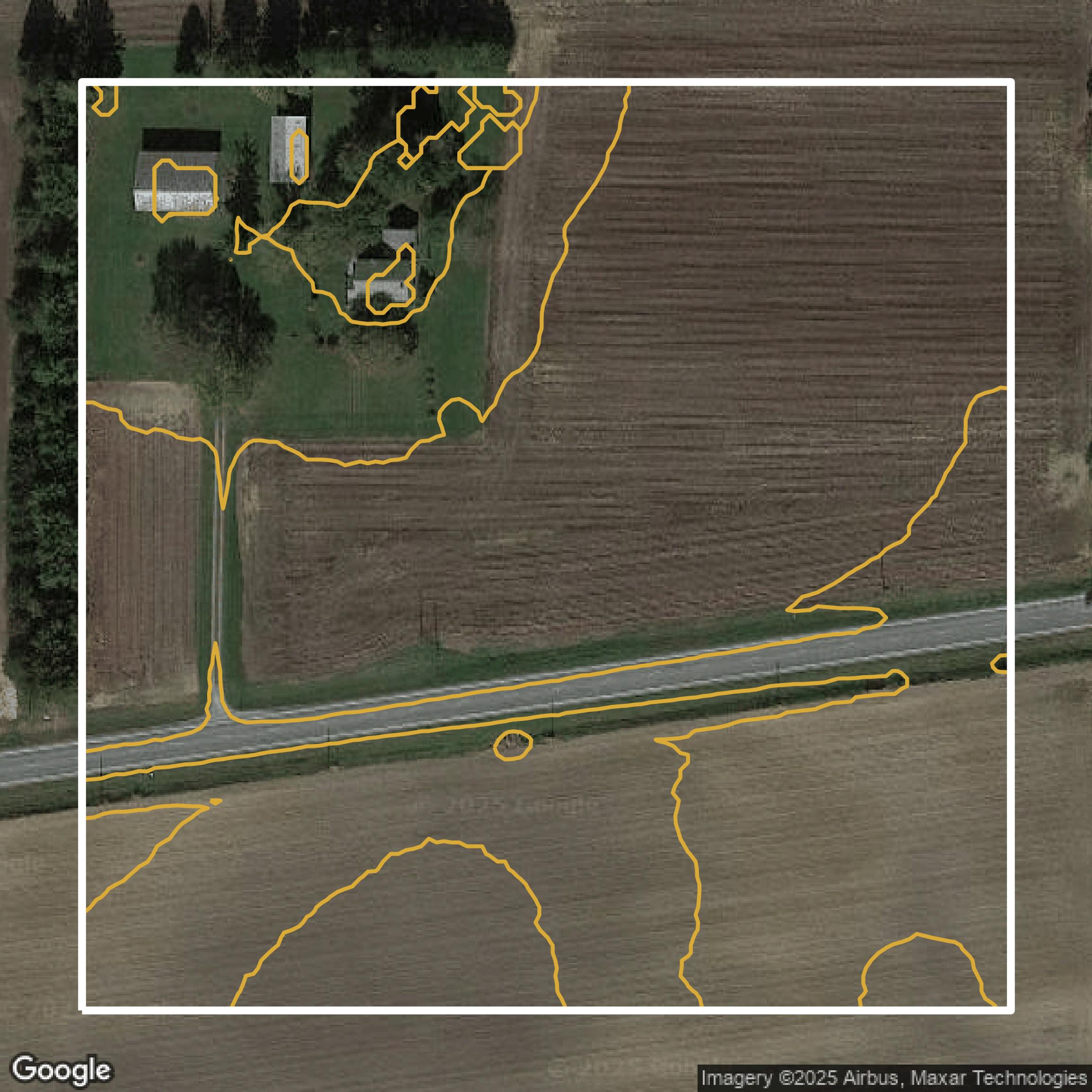 This image shows a contour map in Montgomery County created using GIS data in Equator.