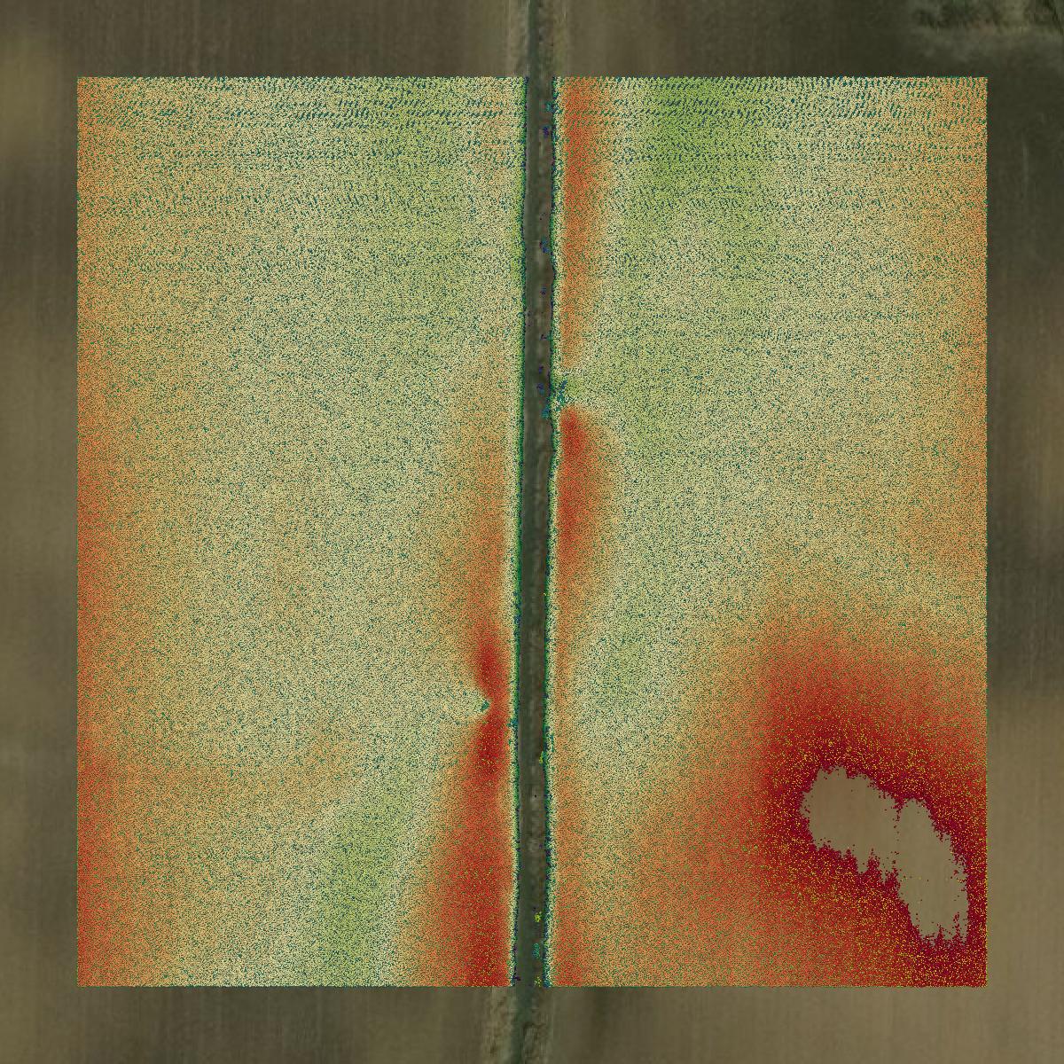 This image shows a LiDAR point cloud in Morrow County created using GIS data in Equator.