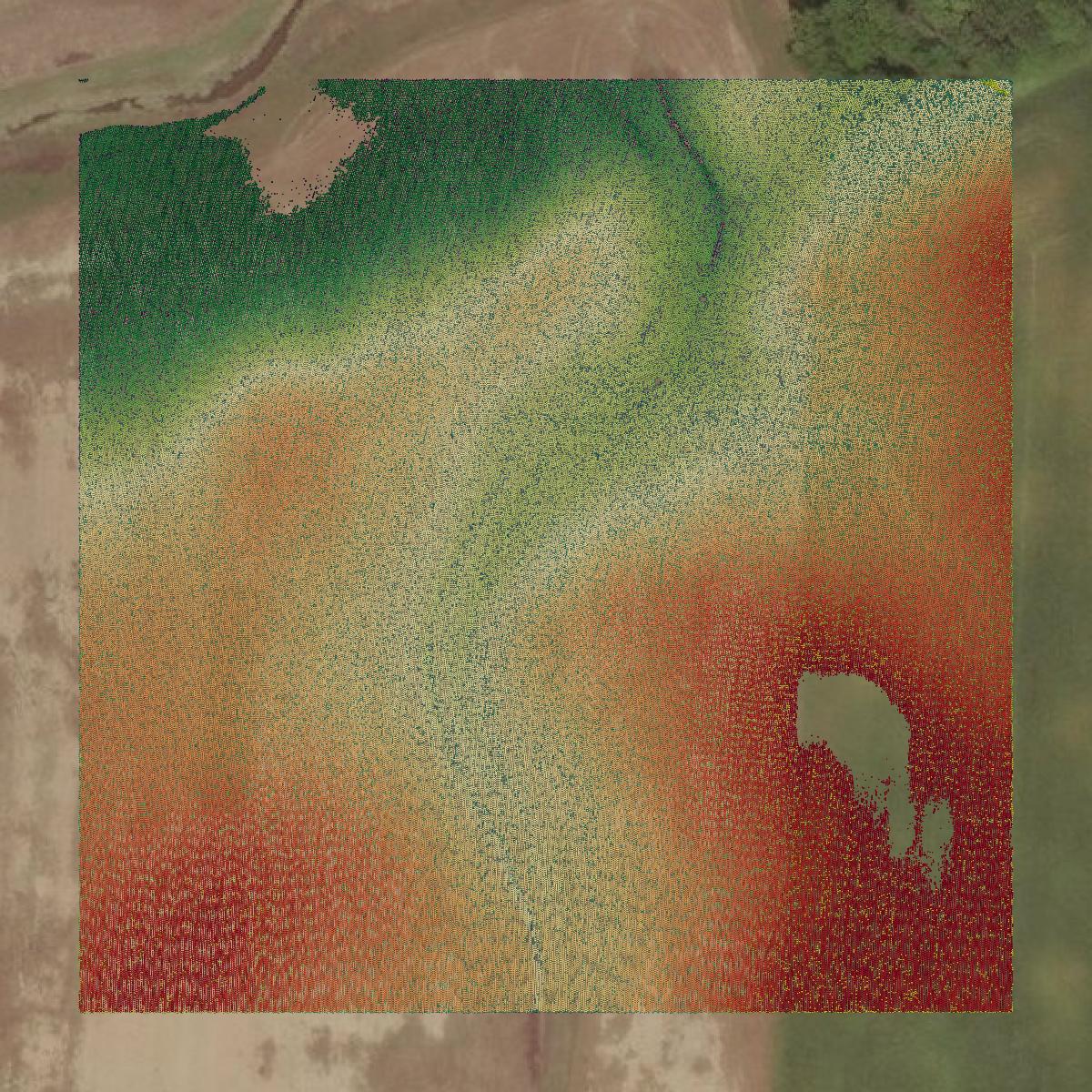 This image shows a LiDAR point cloud in Morrow County created using GIS data in Equator.
