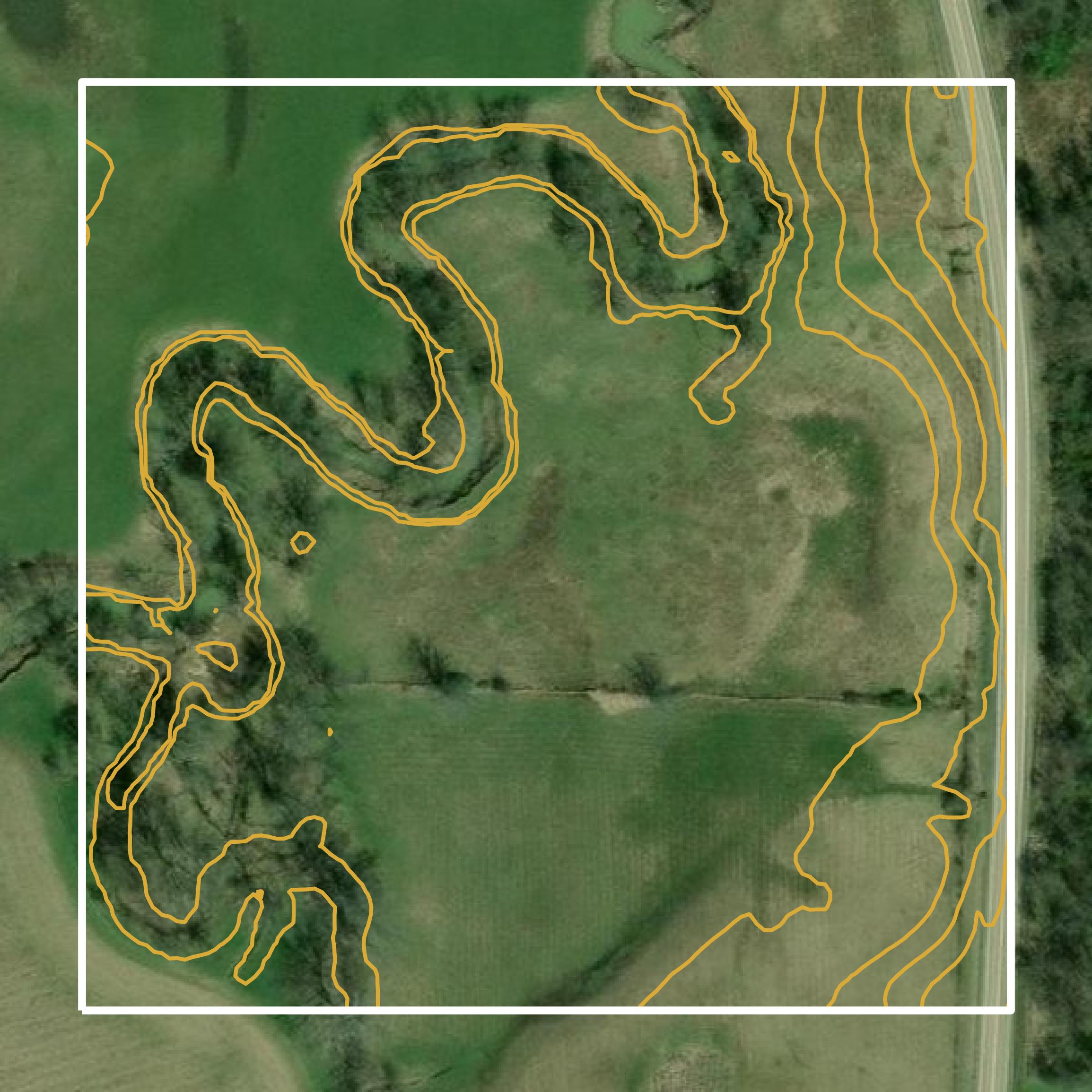 This image shows a contour map in Muskingum County created using GIS data in Equator.