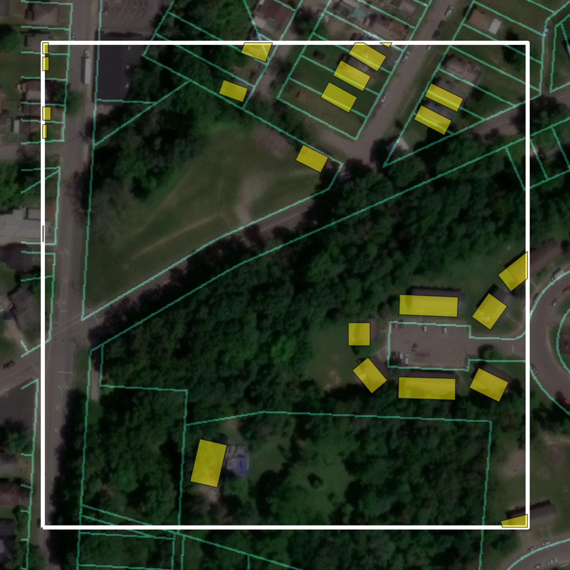 This image shows parcel and building data in Muskingum County created using GIS data in Equator.
