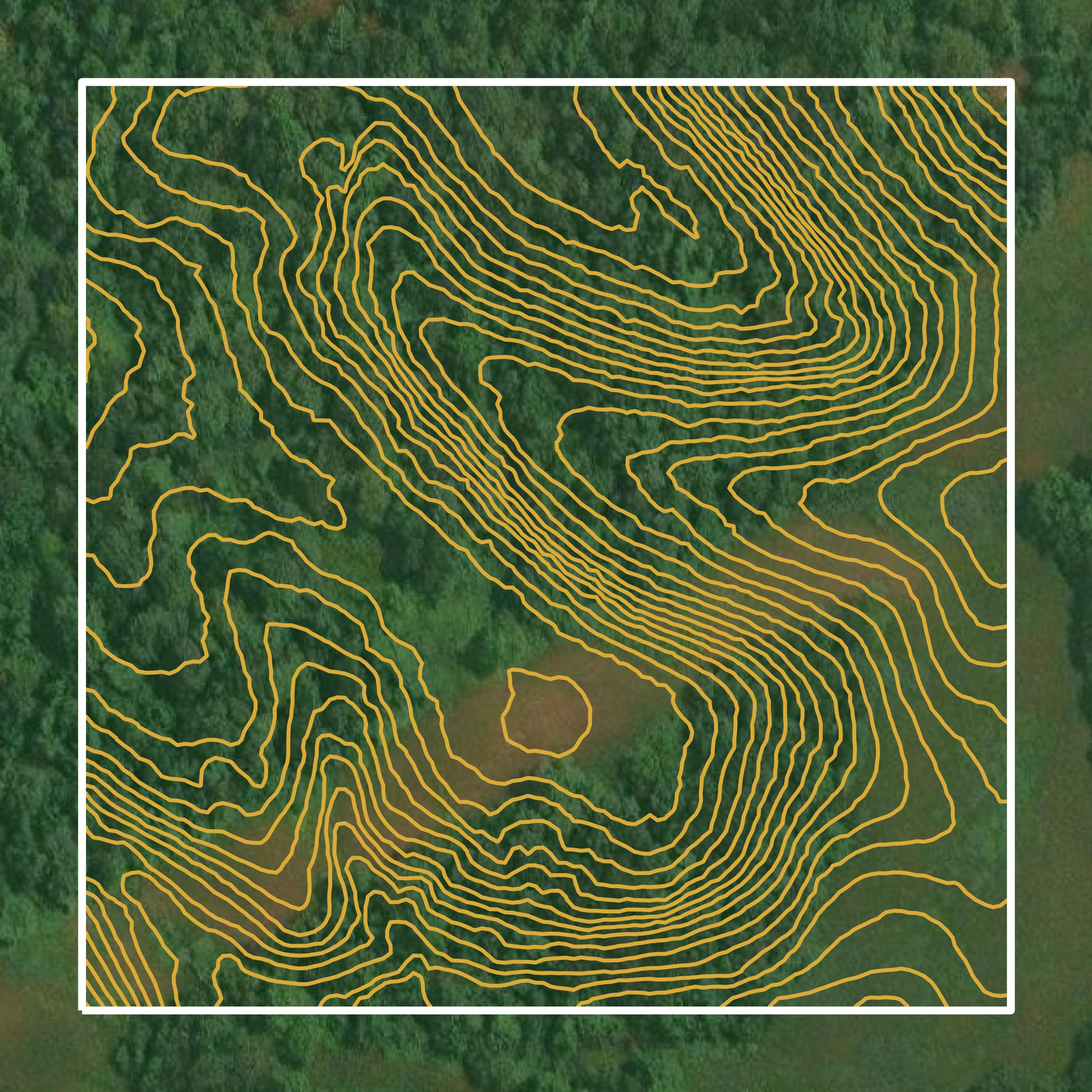 This image shows a contour map in Noble County created using GIS data in Equator.