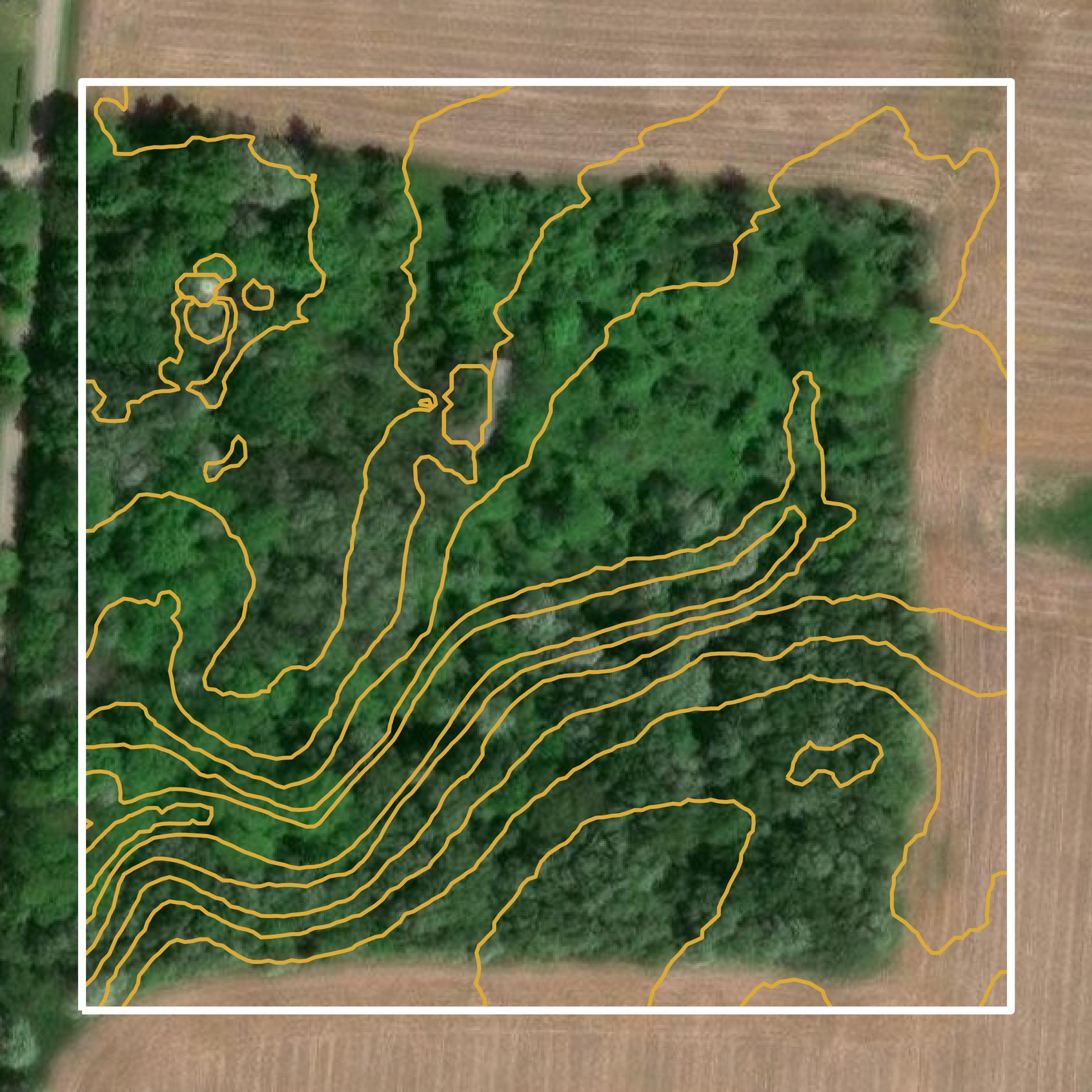This image shows a contour map in Perry County created using GIS data in Equator.