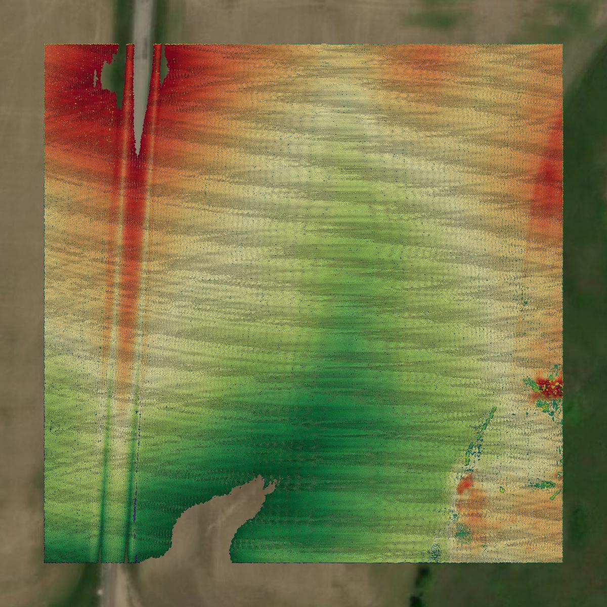 This image shows a LiDAR point cloud in Pickaway County created using GIS data in Equator.