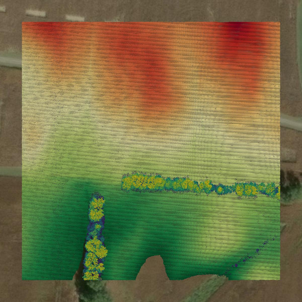 This image shows a LiDAR point cloud in Pickaway County created using GIS data in Equator.