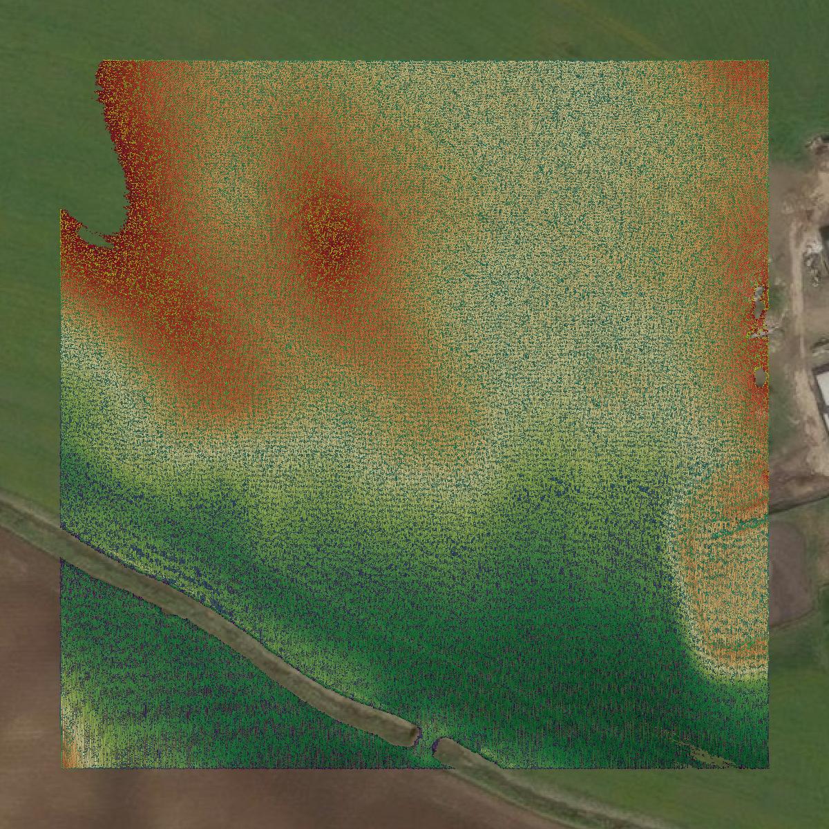 This image shows a LiDAR point cloud in Richland County created using GIS data in Equator.