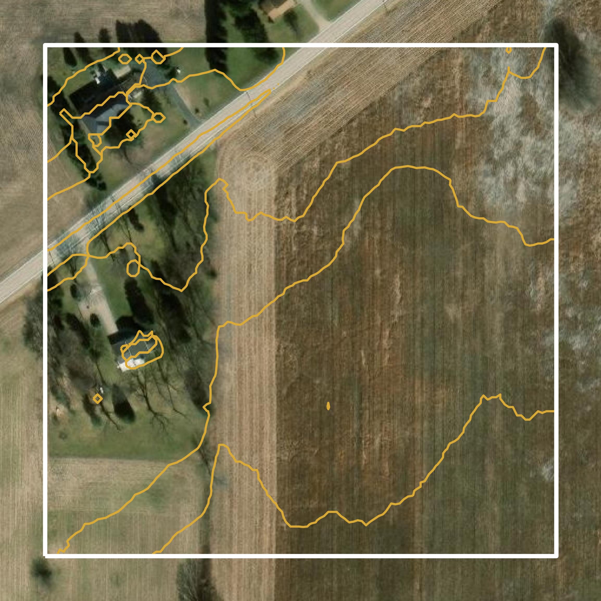 This image shows a contour map in Sandusky County created using GIS data in Equator.