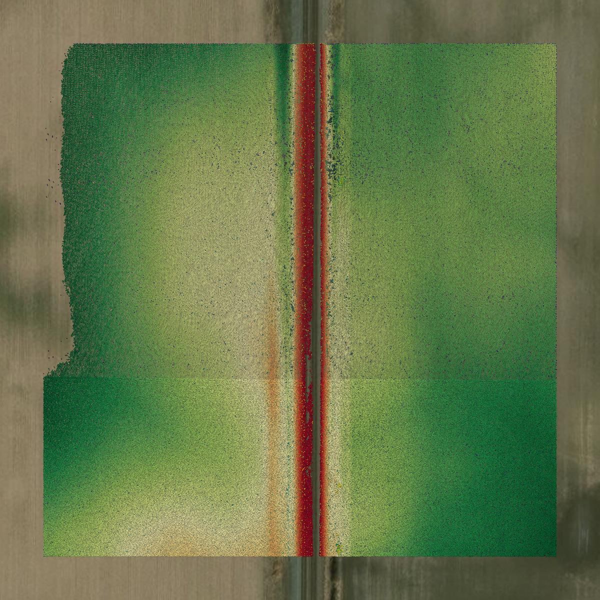 This image shows a LiDAR point cloud in Seneca County created using GIS data in Equator.