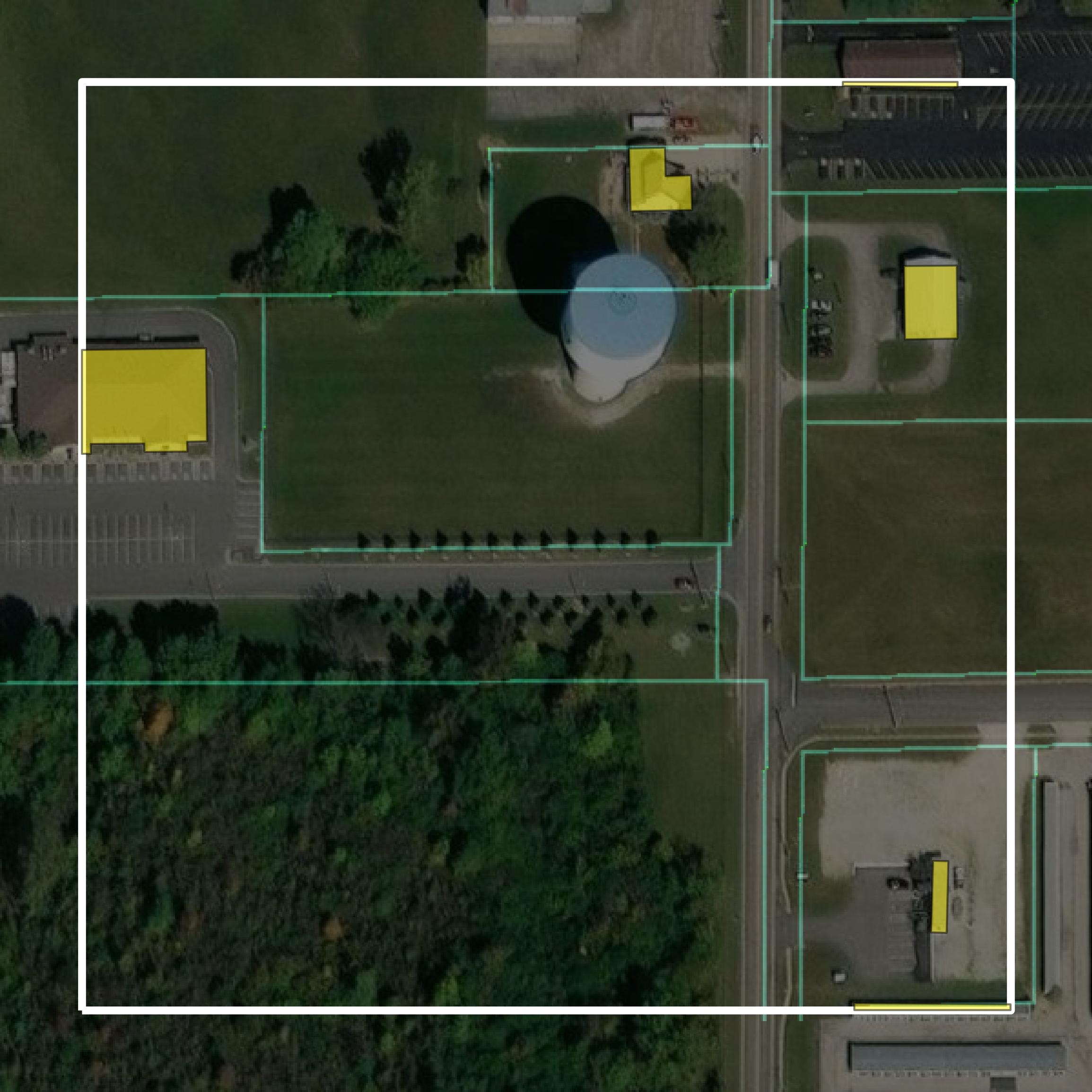 This image shows parcel and building data in Shelby County created using GIS data in Equator.
