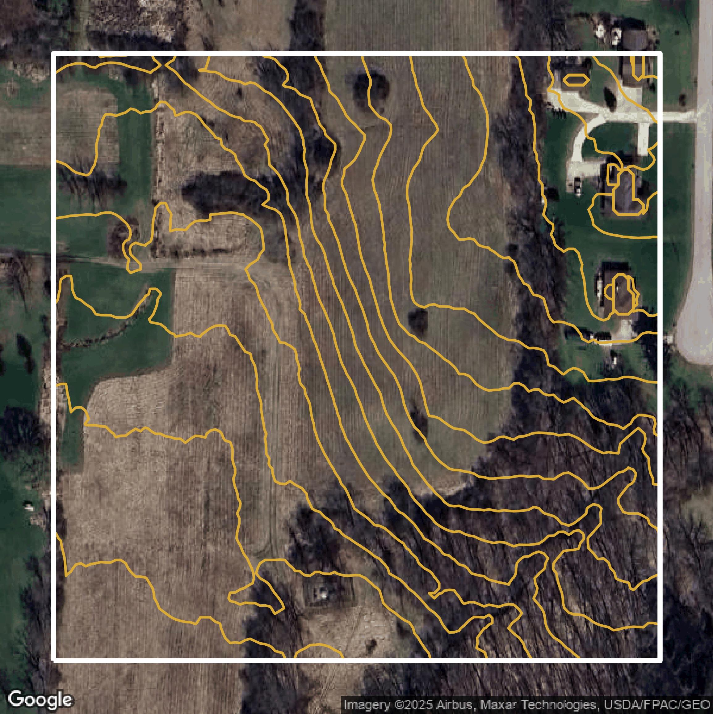 This image shows a contour map in Summit County created using GIS data in Equator.