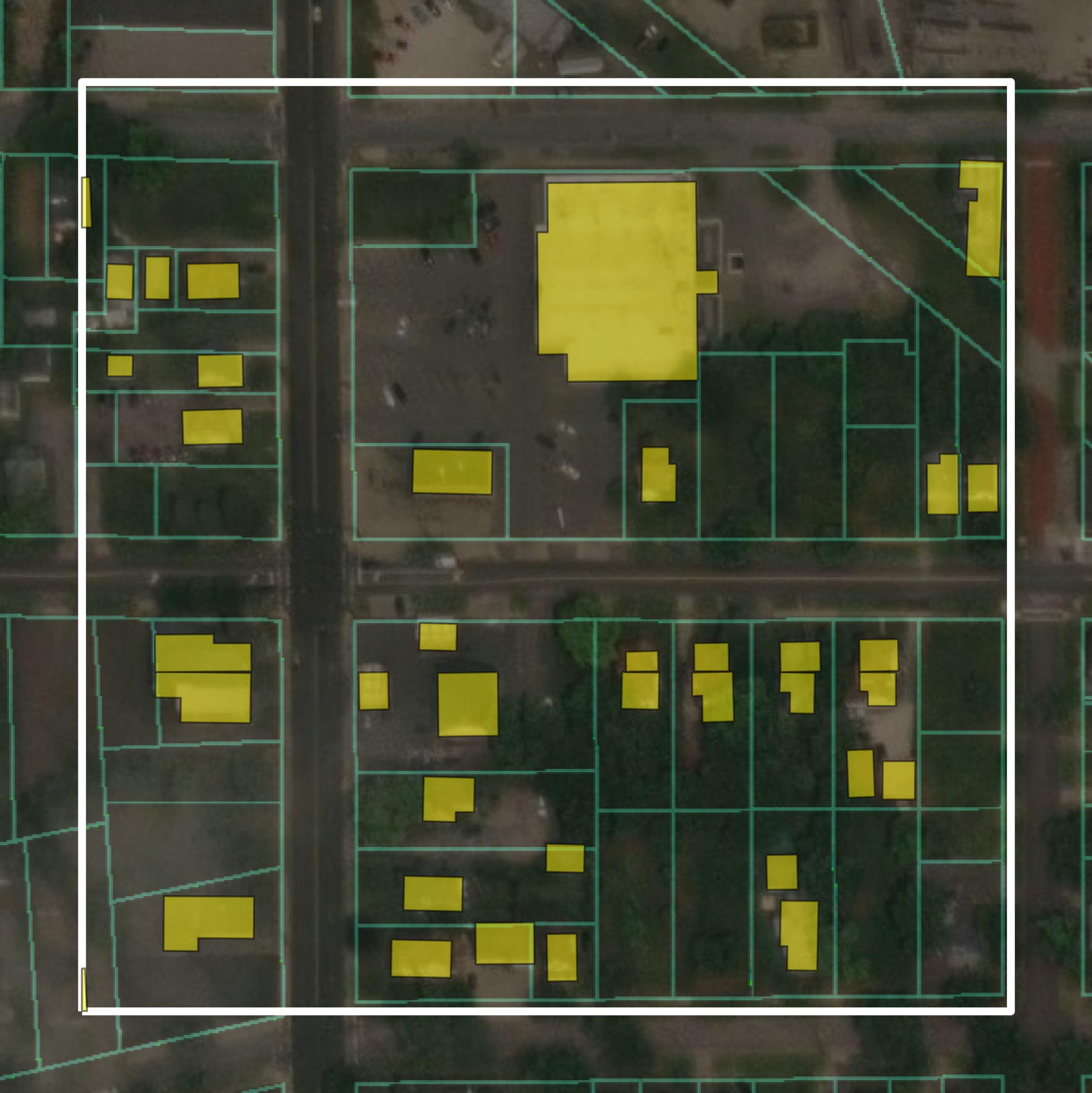 This image shows parcel and building data in Trumbull County created using GIS data in Equator.