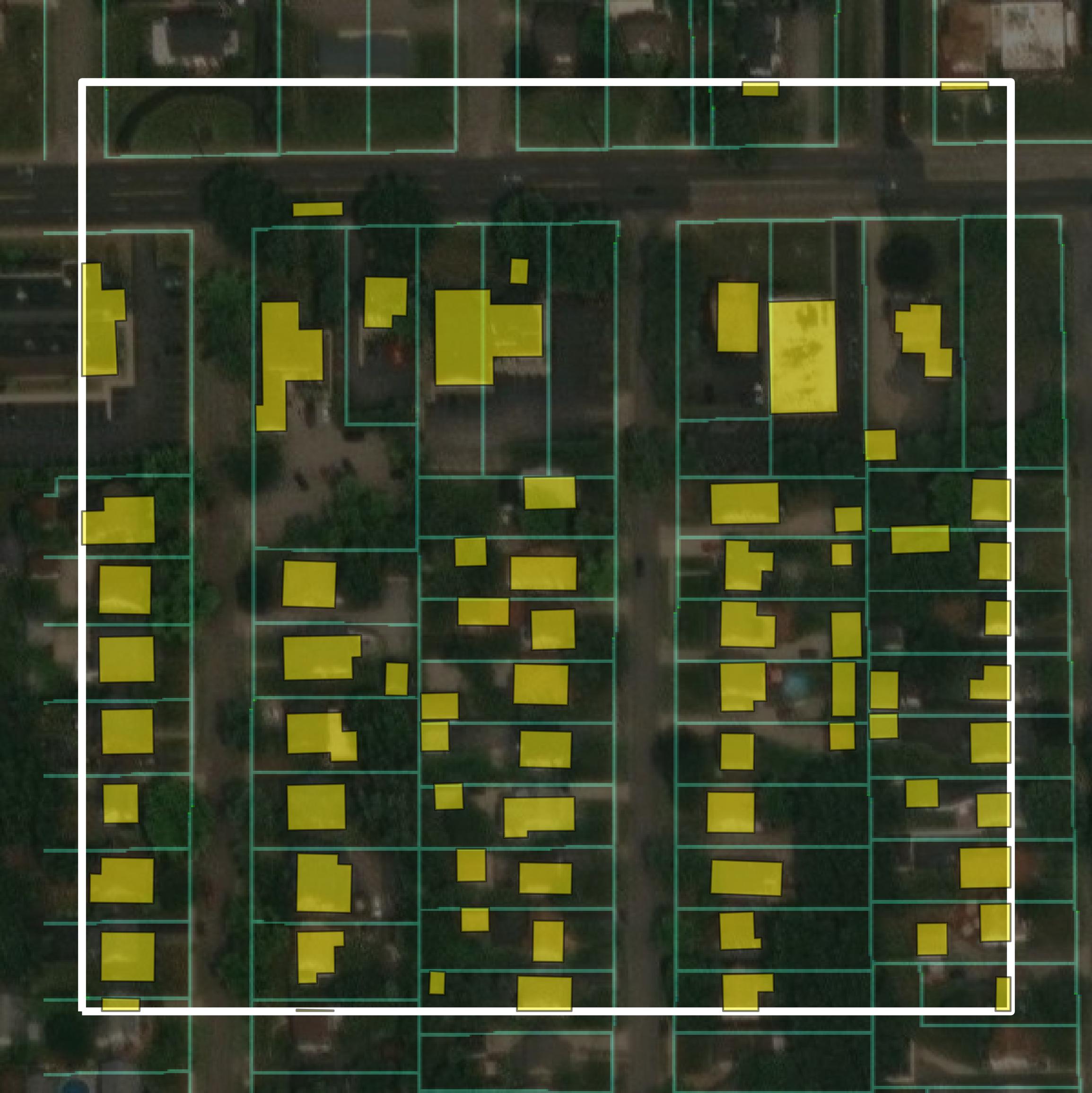 This image shows parcel and building data in Trumbull County created using GIS data in Equator.