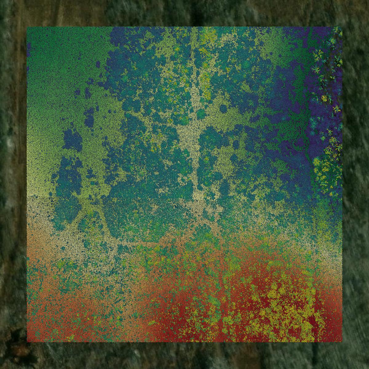 This image shows a LiDAR point cloud in Trumbull County created using GIS data in Equator.