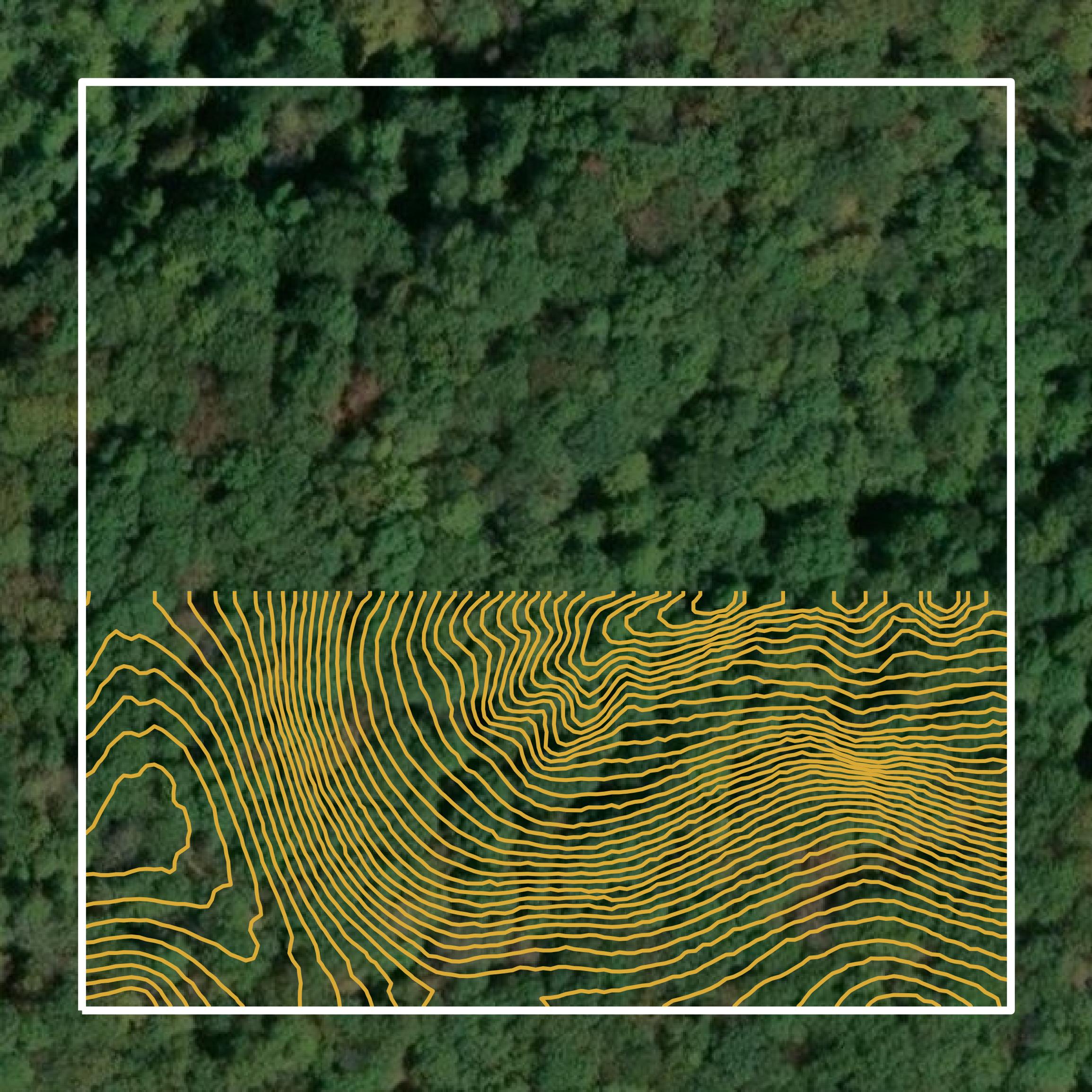 This image shows a contour map in Vinton County created using GIS data in Equator.