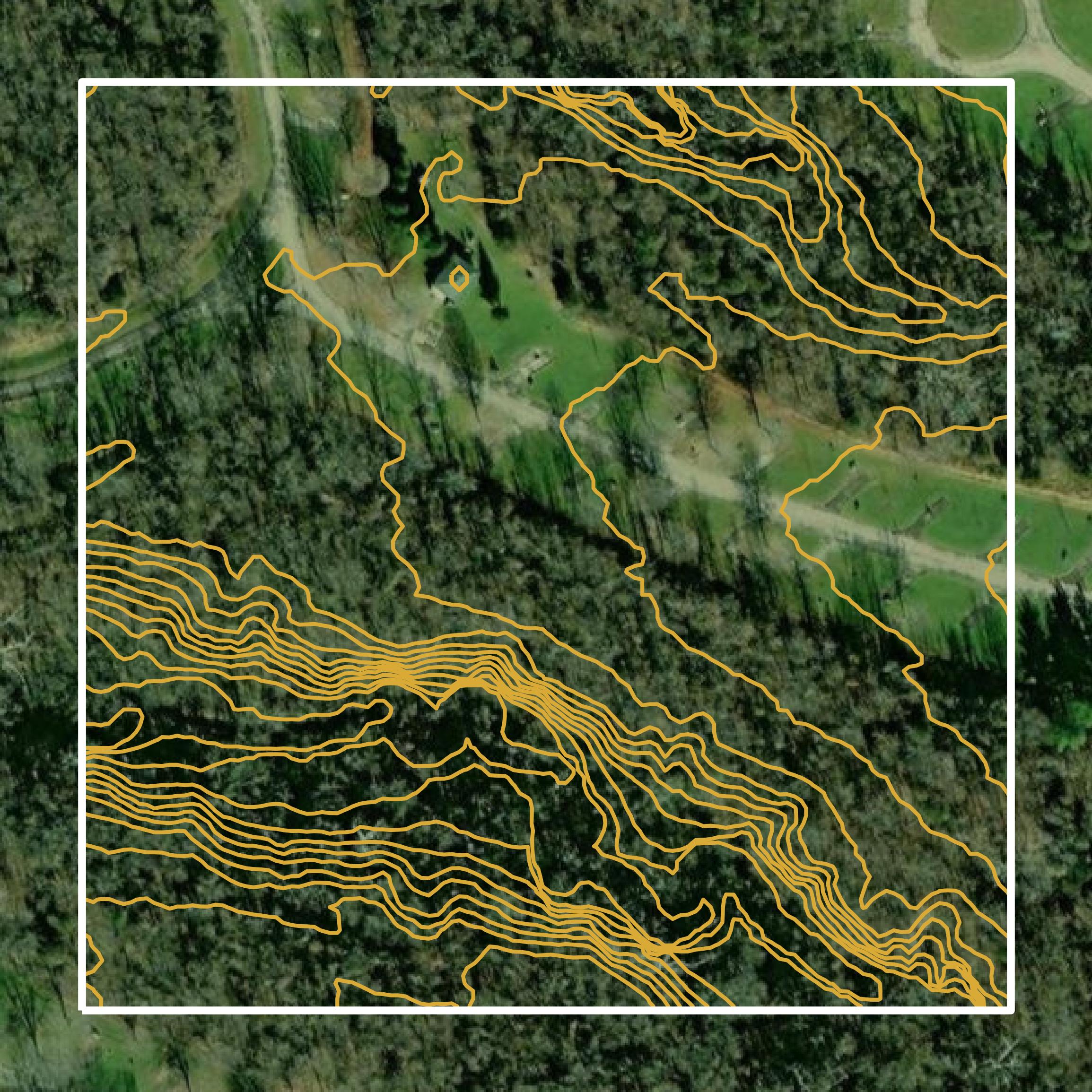 This image shows a contour map in Warren County created using GIS data in Equator.