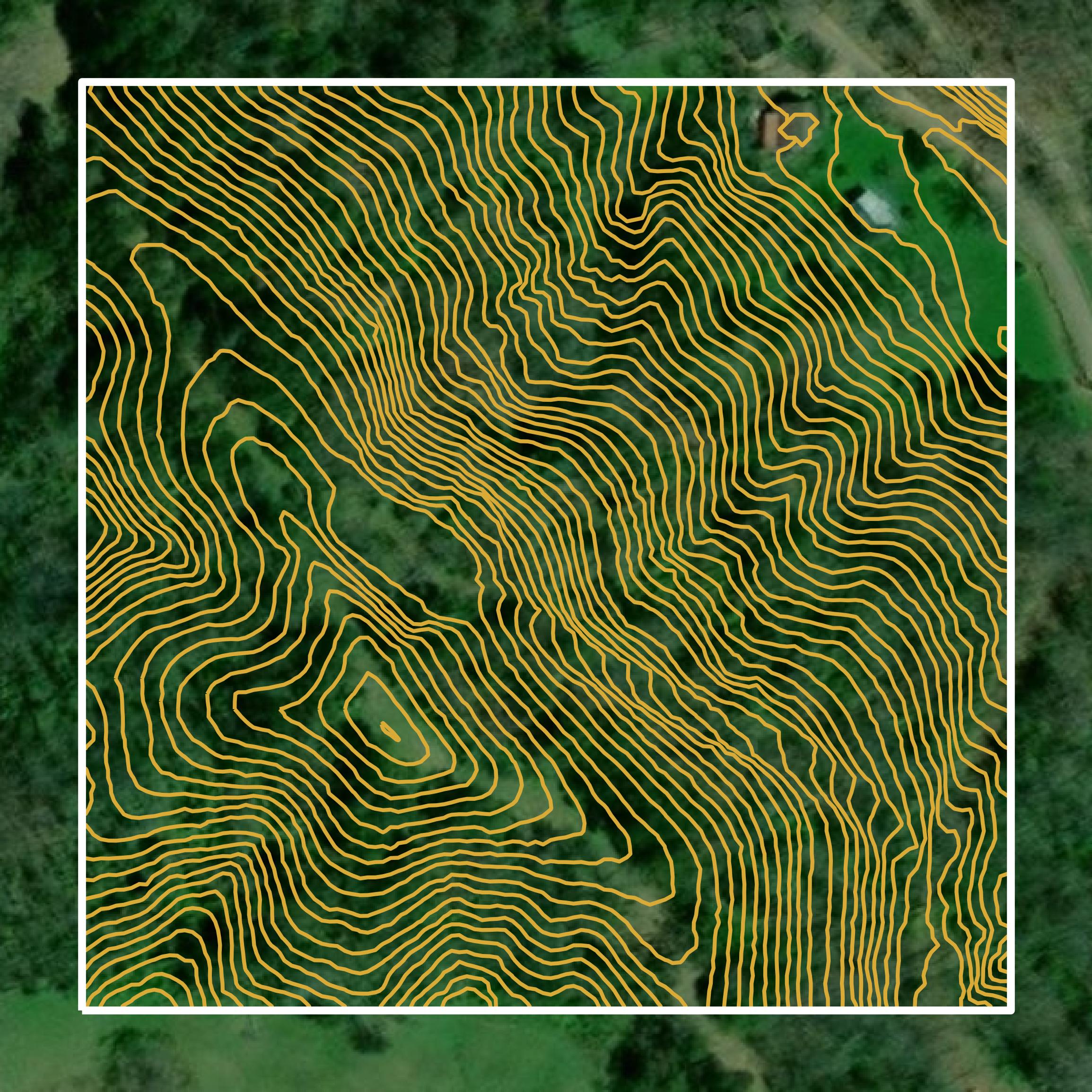 This image shows a contour map in Washington County created using GIS data in Equator.