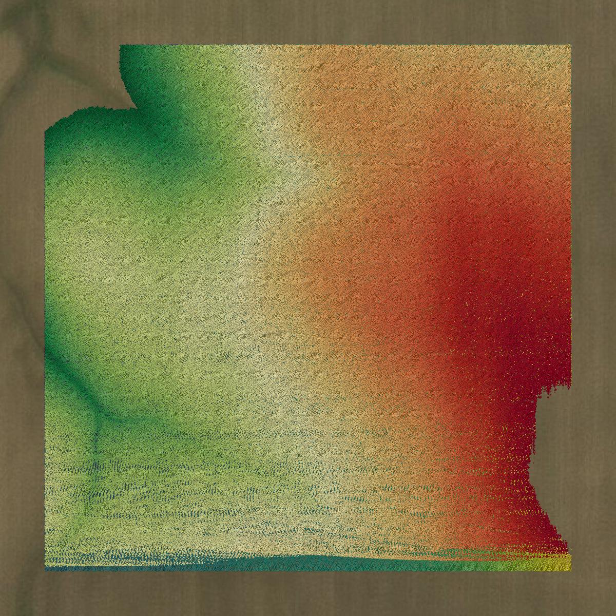 This image shows a LiDAR point cloud in Wyandot County created using GIS data in Equator.