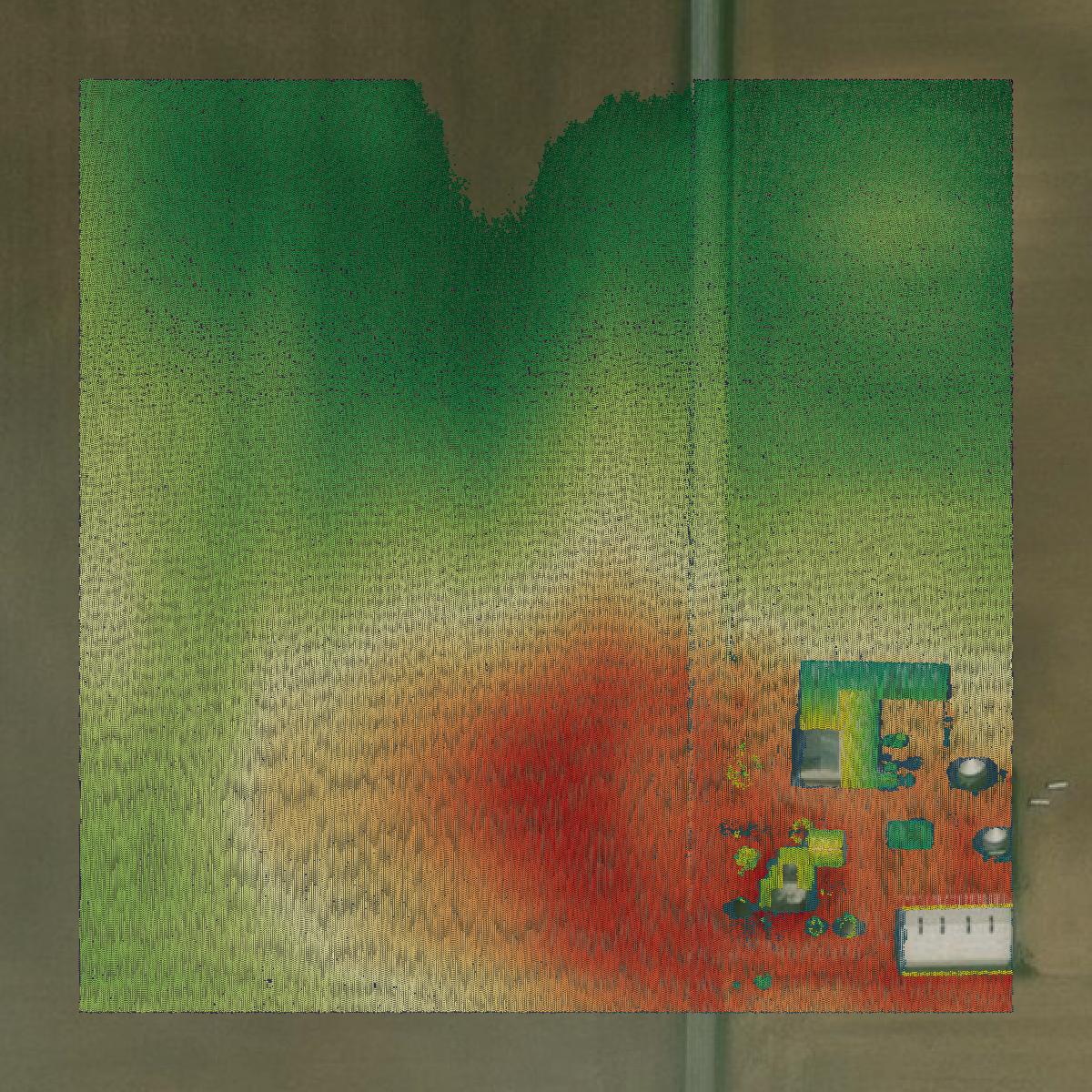 This image shows a LiDAR point cloud in Wyandot County created using GIS data in Equator.