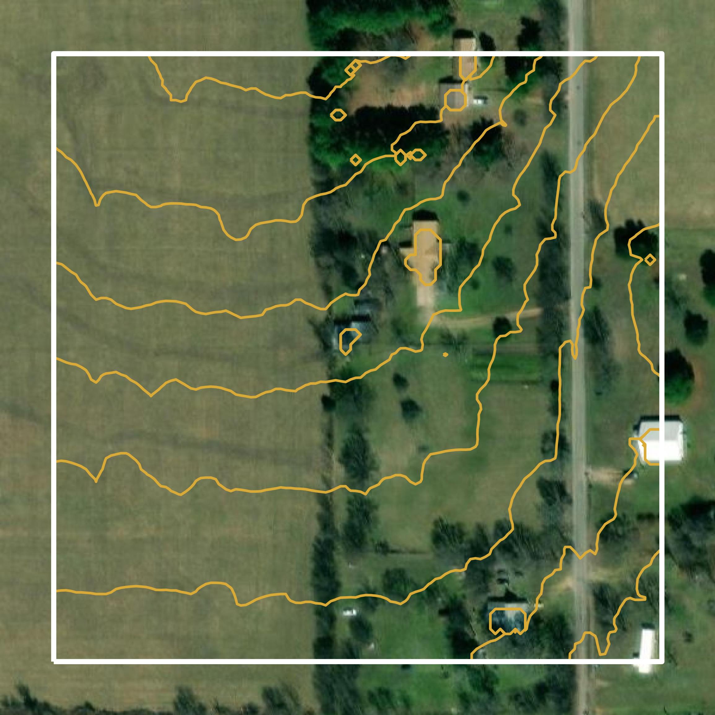 This image shows a contour map in Adair County created using GIS data in Equator.