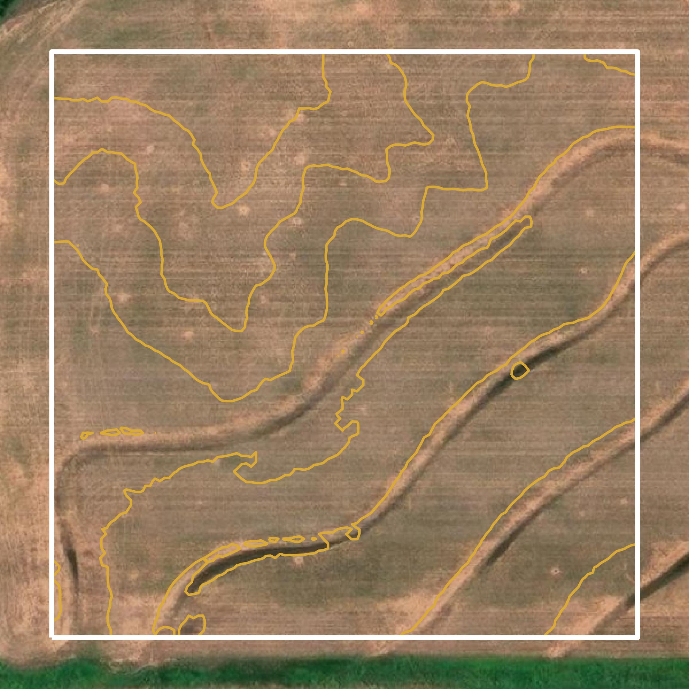 This image shows a contour map in Alfalfa County created using GIS data in Equator.
