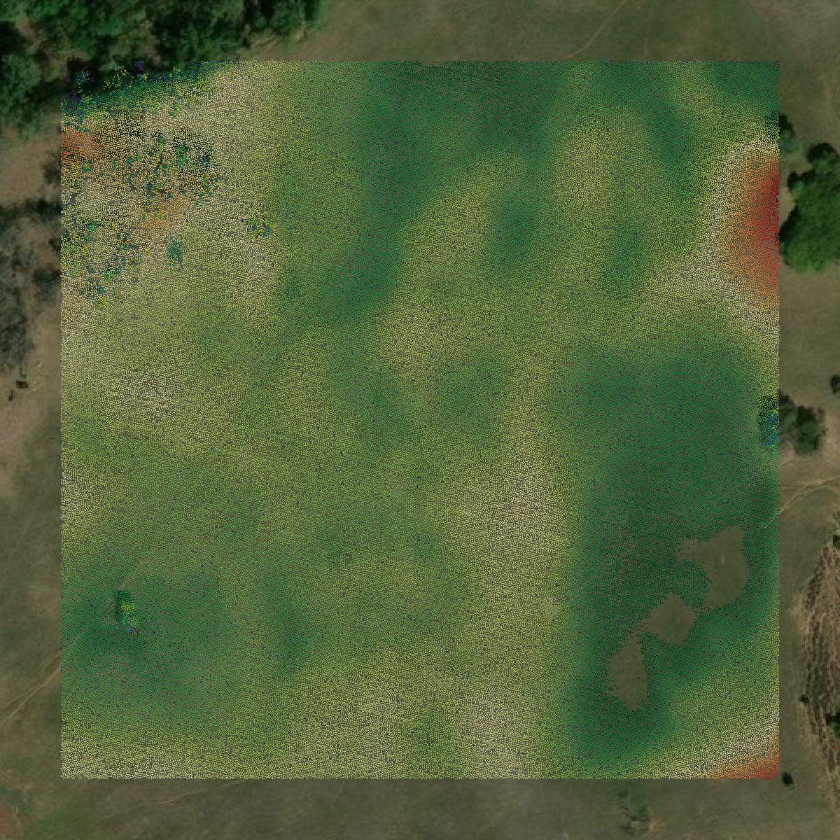 This image shows a LiDAR point cloud in Alfalfa County created using GIS data in Equator.