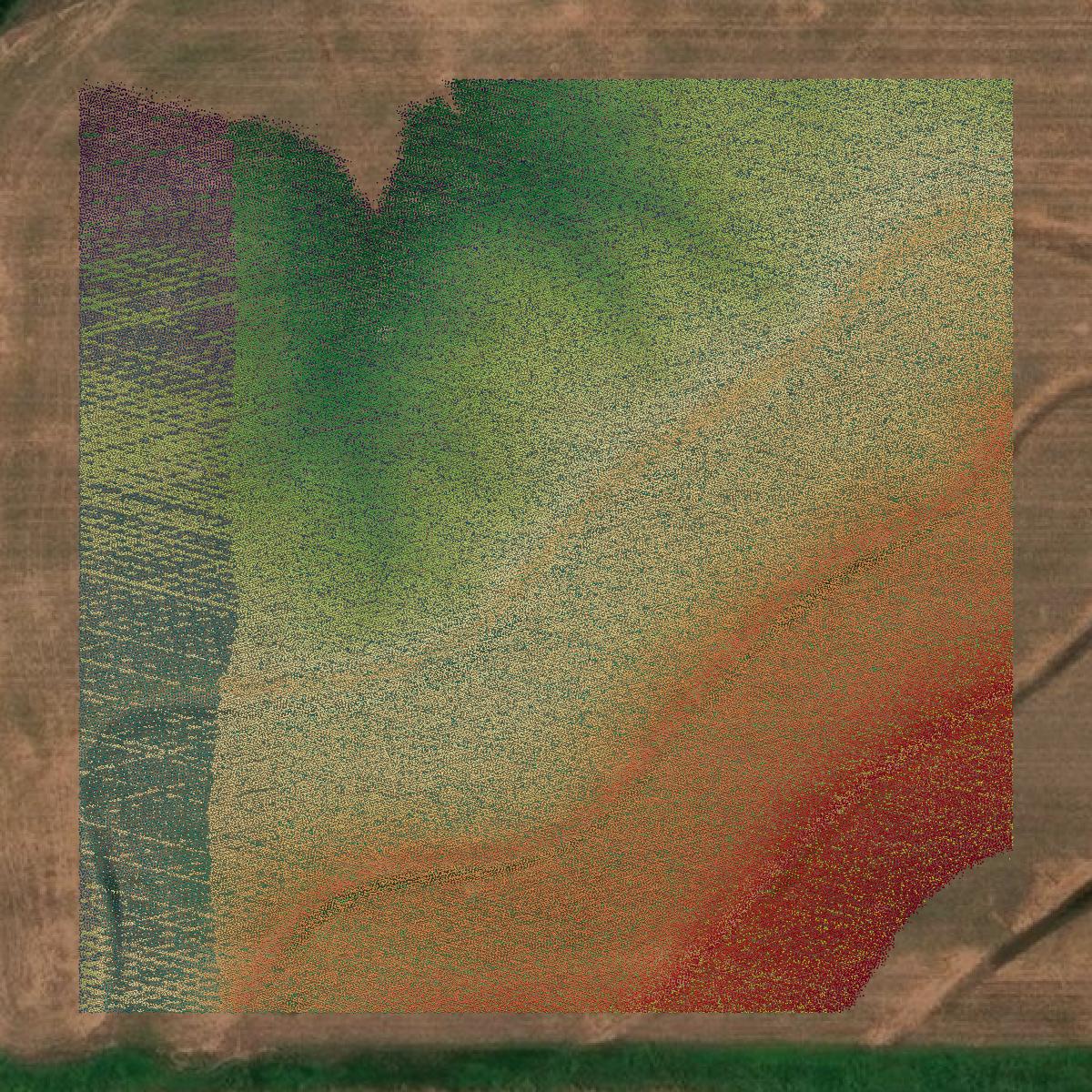 This image shows a LiDAR point cloud in Alfalfa County created using GIS data in Equator.