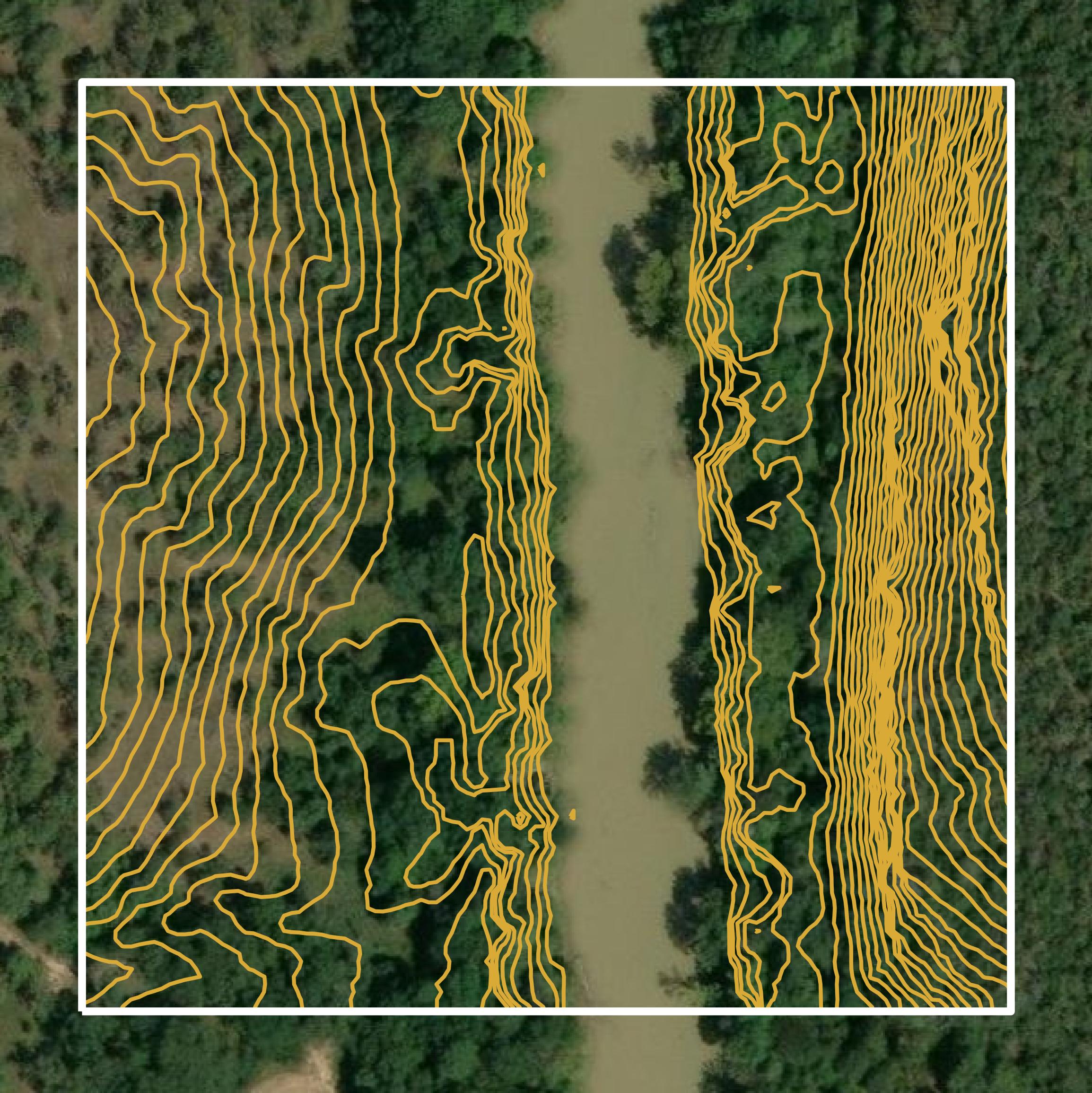 This image shows a contour map in Atoka County created using GIS data in Equator.