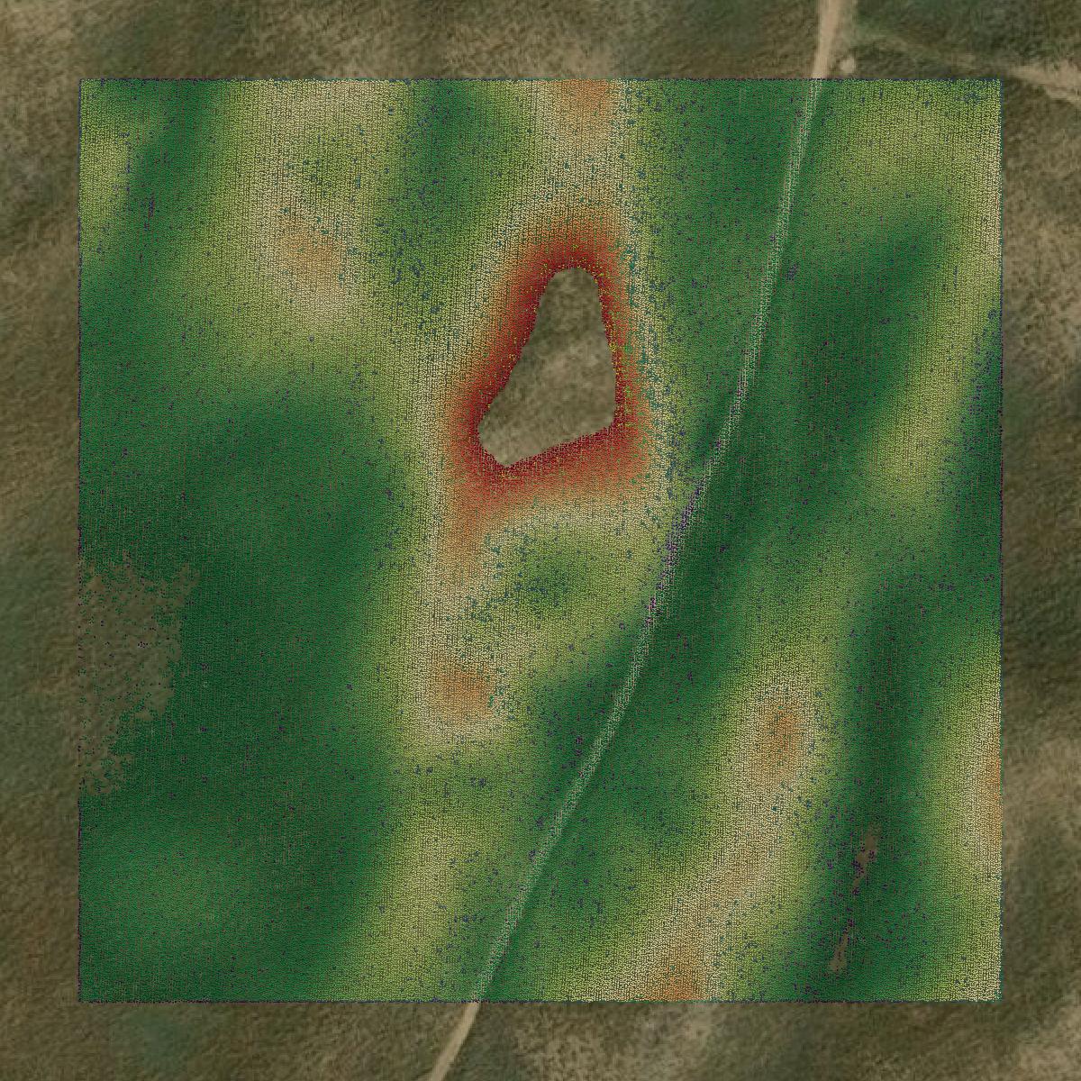 This image shows a LiDAR point cloud in Beaver County created using GIS data in Equator.