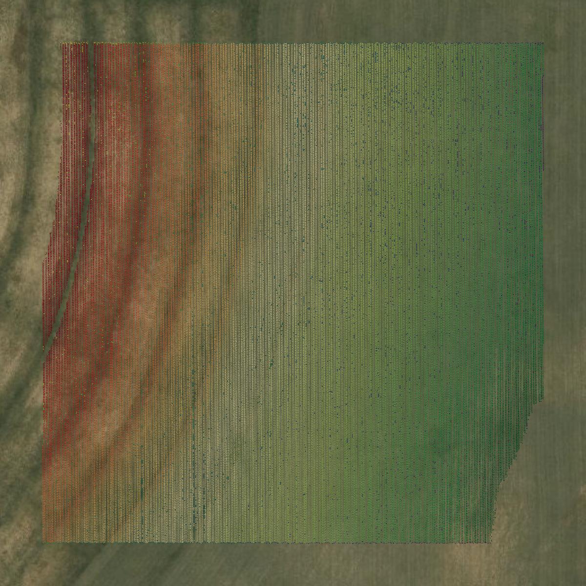 This image shows a LiDAR point cloud in Beaver County created using GIS data in Equator.