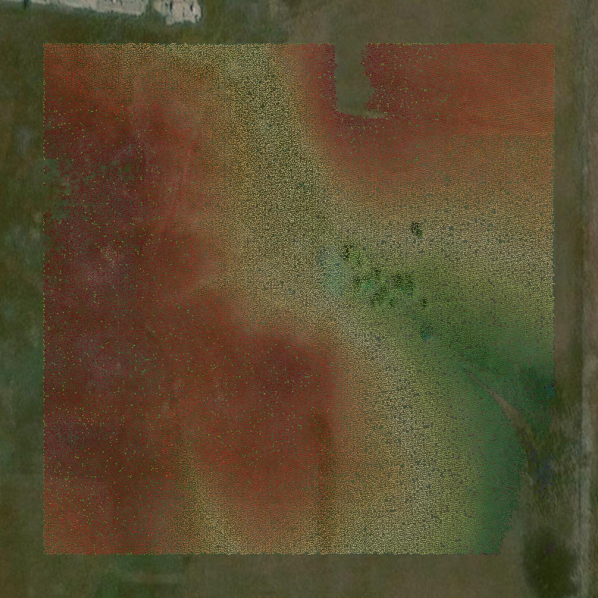 This image shows a LiDAR point cloud in Beckham County created using GIS data in Equator.