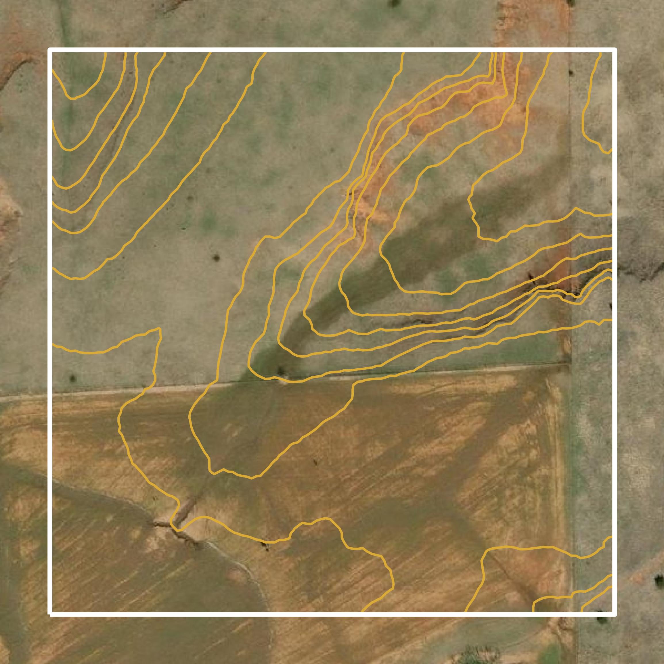 This image shows a contour map in Blaine County created using GIS data in Equator.