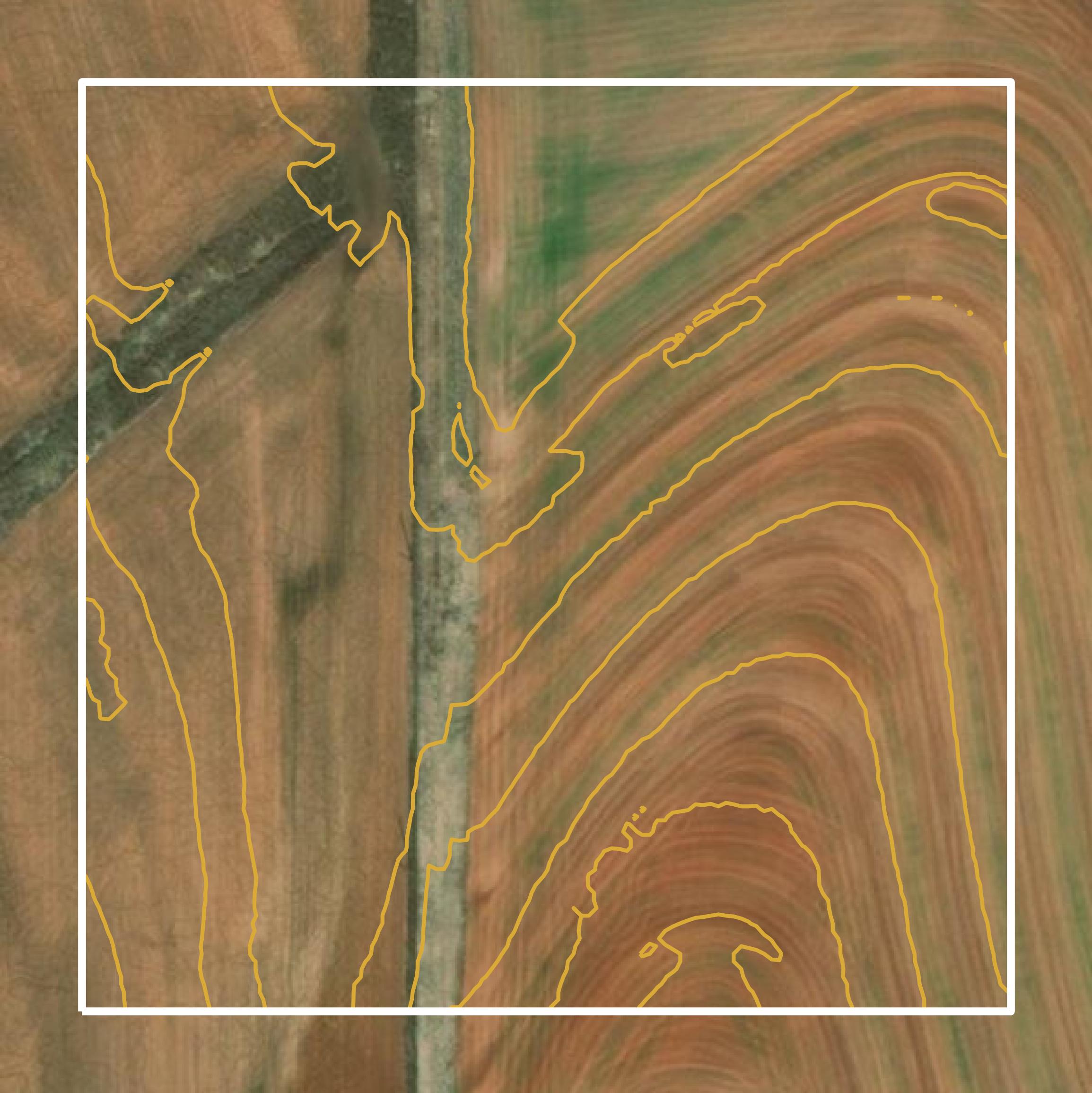 This image shows a contour map in Blaine County created using GIS data in Equator.