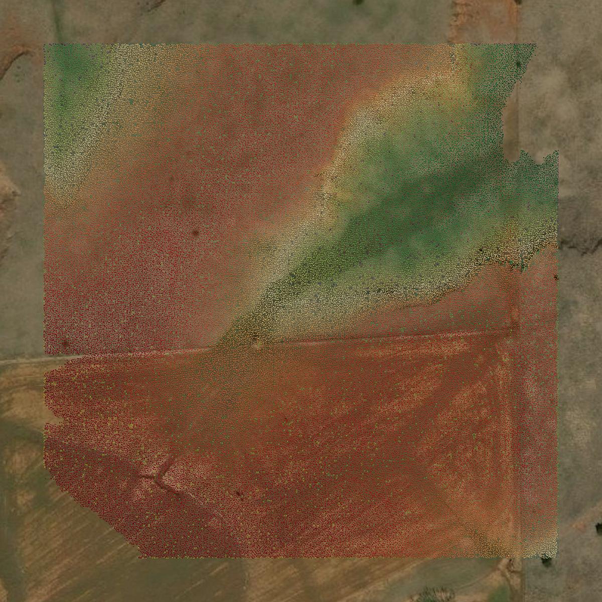 This image shows a LiDAR point cloud in Blaine County created using GIS data in Equator.