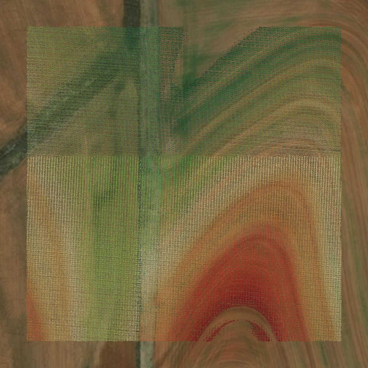 This image shows a LiDAR point cloud in Blaine County created using GIS data in Equator.