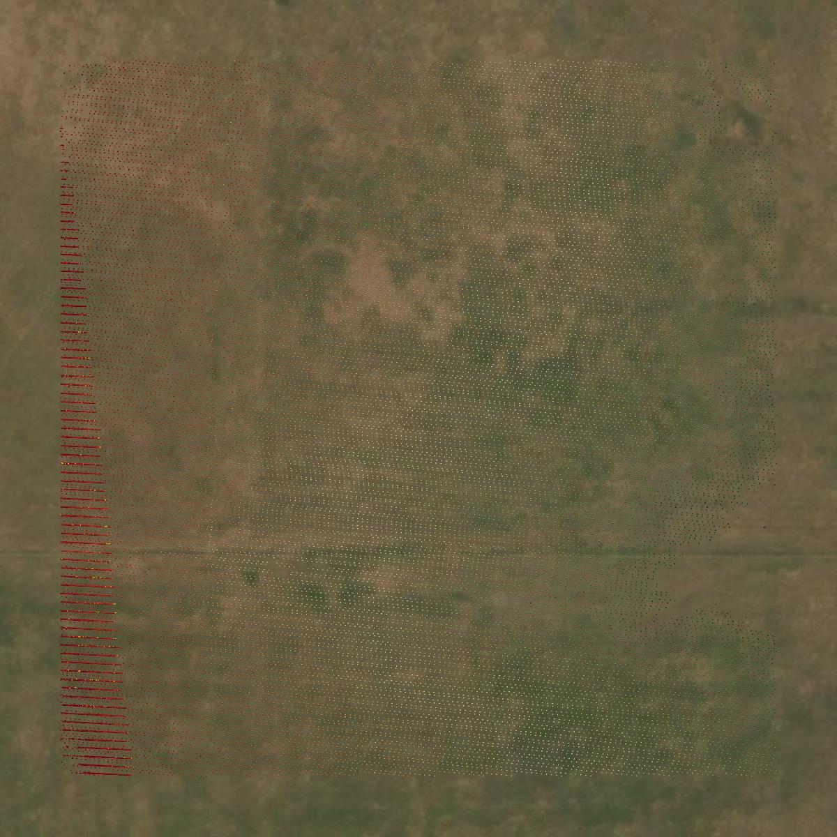 This image shows a LiDAR point cloud in Bryan County created using GIS data in Equator.