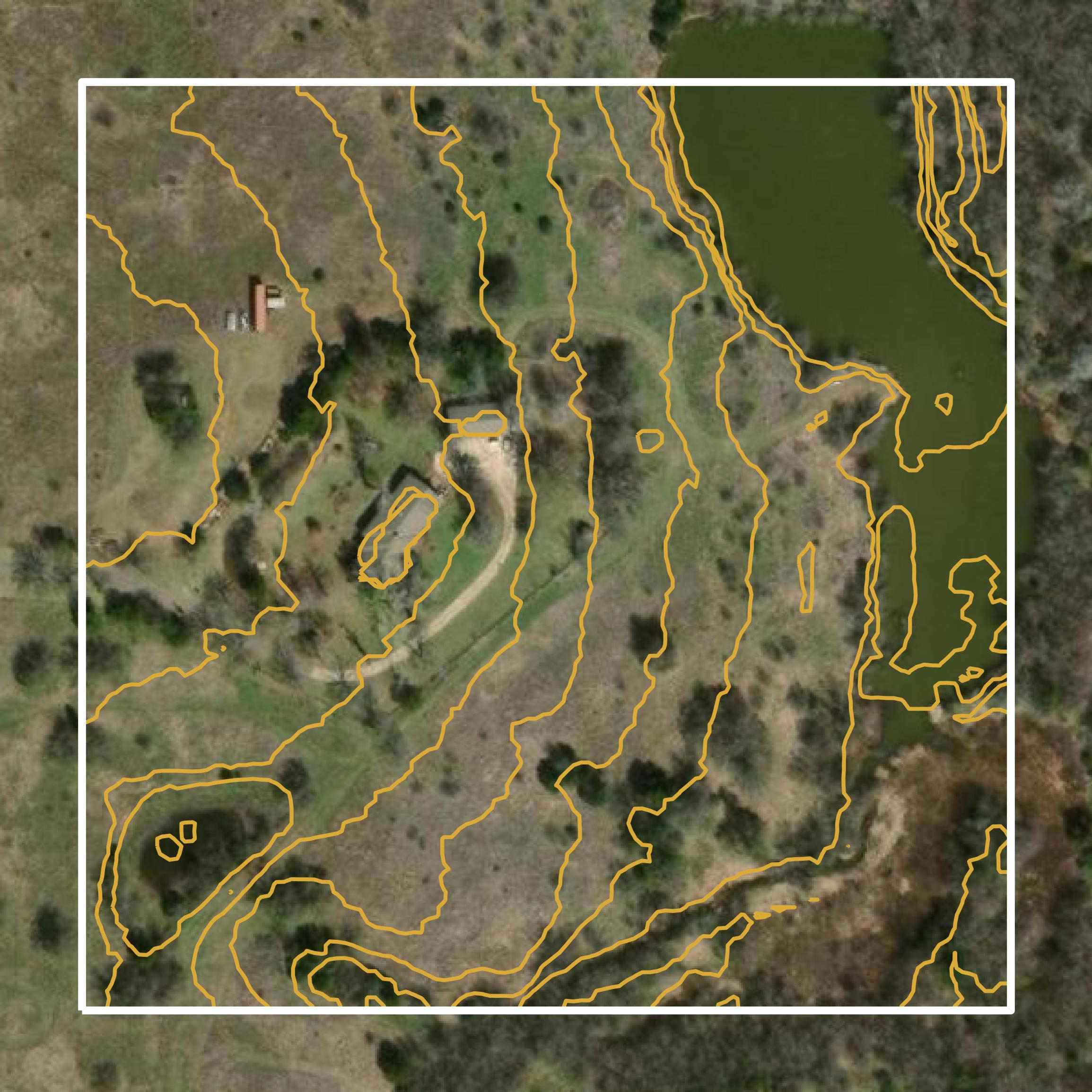 This image shows a contour map in Canadian County created using GIS data in Equator.