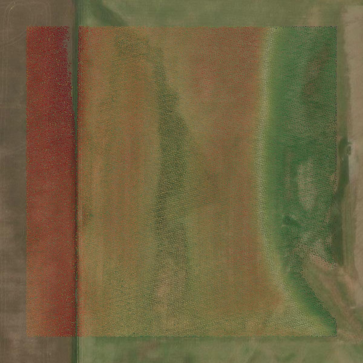 This image shows a LiDAR point cloud in Canadian County created using GIS data in Equator.