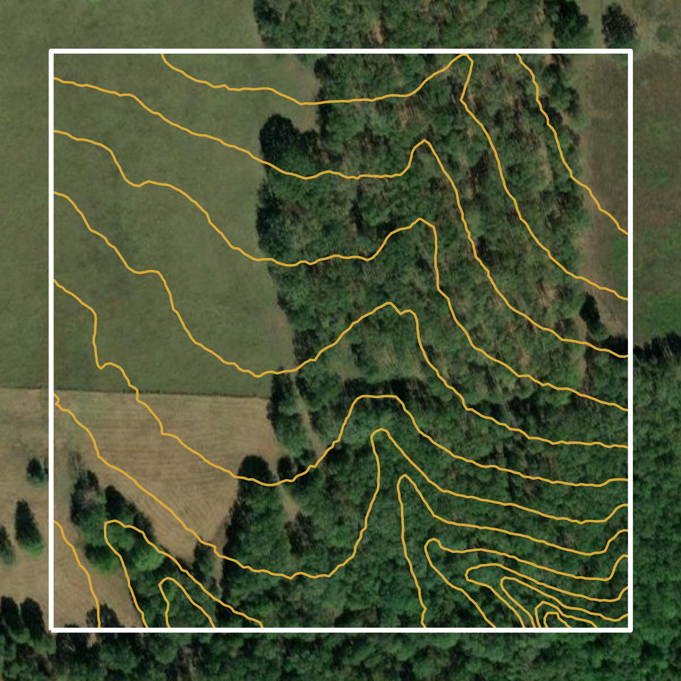 This image shows a contour map in Cherokee County created using GIS data in Equator.